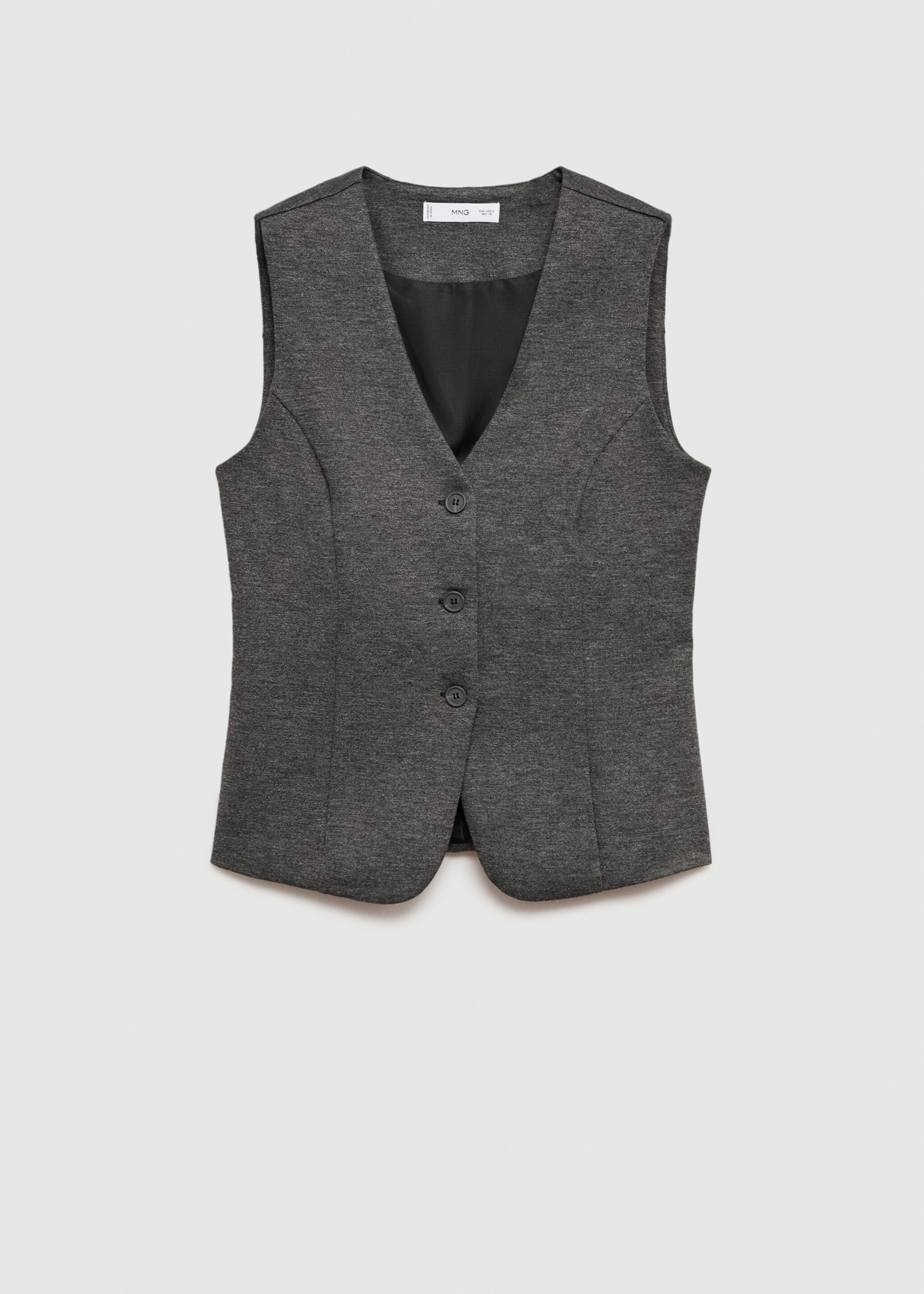 Fitted gilet with buttons - Article without model, Grey. Ref: 77085661-00.