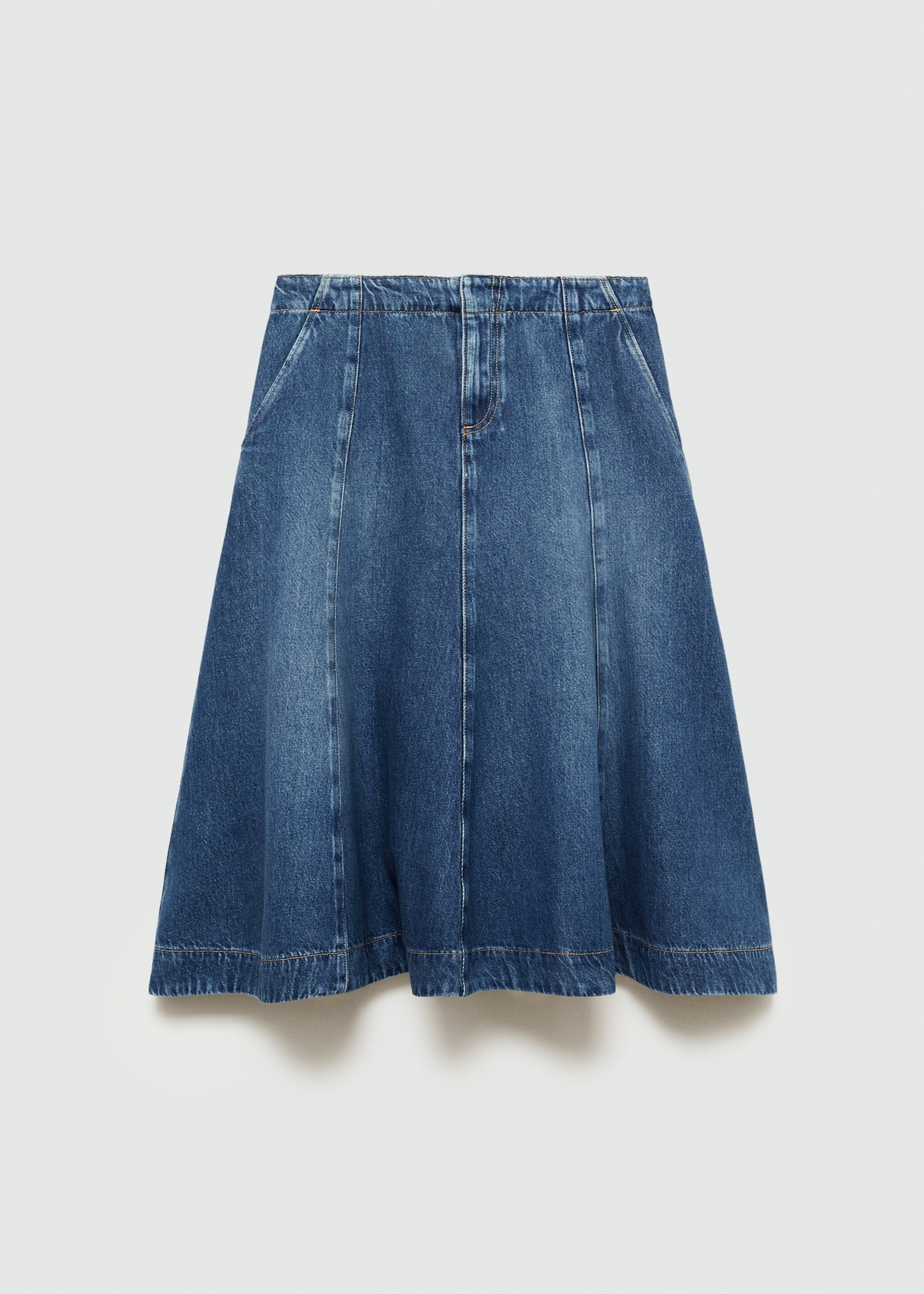 Φούστα denim ραφές αντίθεση - Προϊόν χωρίς μοντέλο, Μπλε Σκούρο. Ref: 77085665-00.
