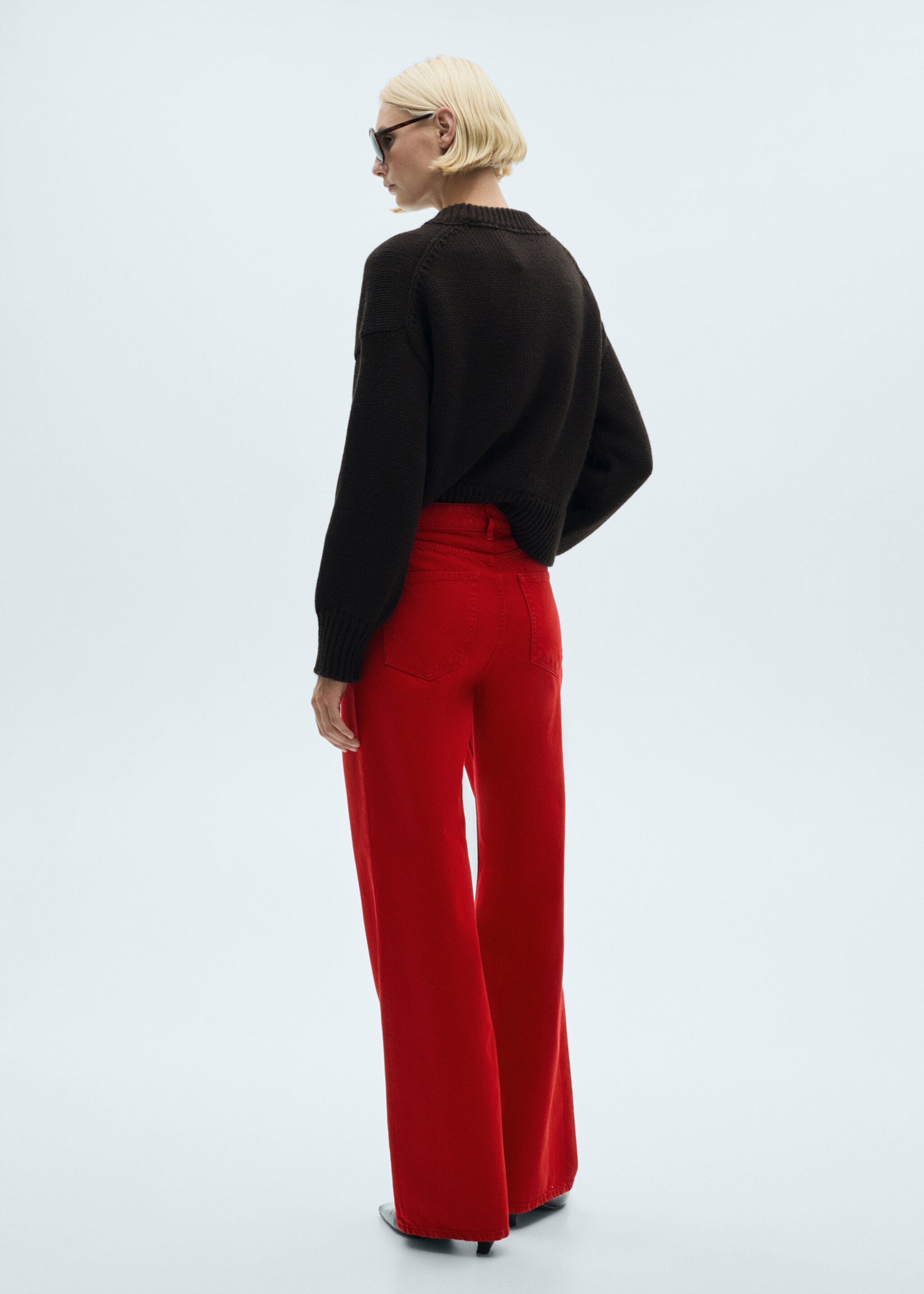 High-waist straight-fit jeans - Achterkant van het artikel, Rood. Ref: 77085667-00.