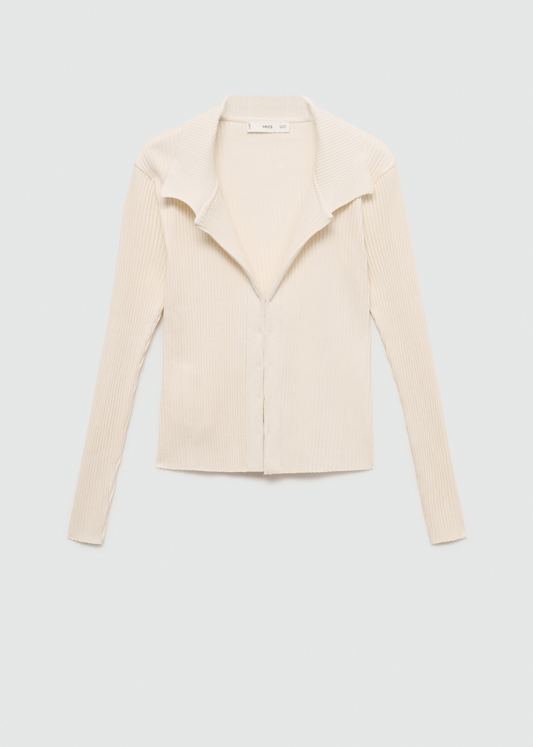 Ribbed cardigan with hooks - Article without model, Ecru. Ref: 77085669-00.