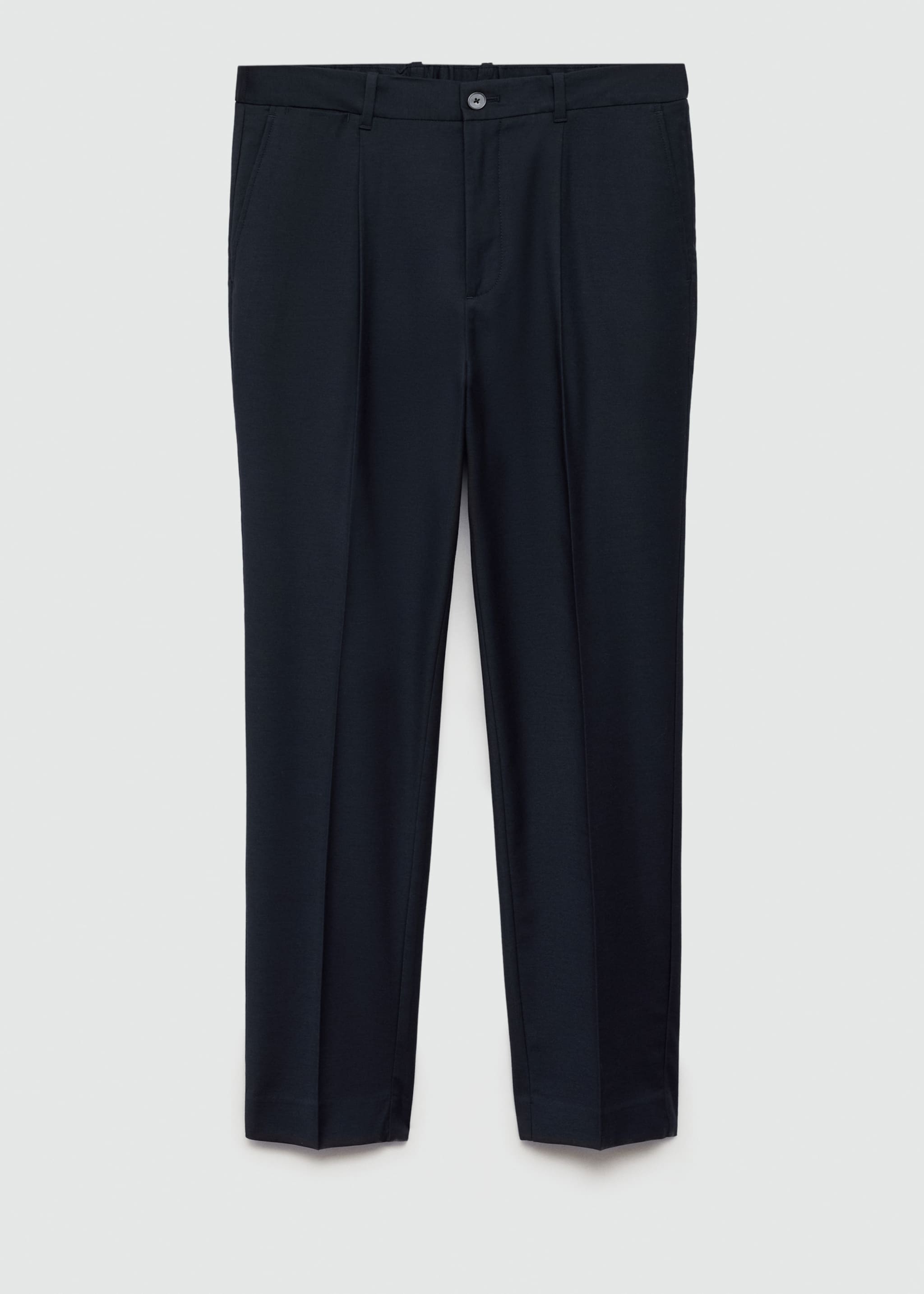 Pleated slim-fit trousers - Article without model, Dark Navy. Ref: 77085960-00.