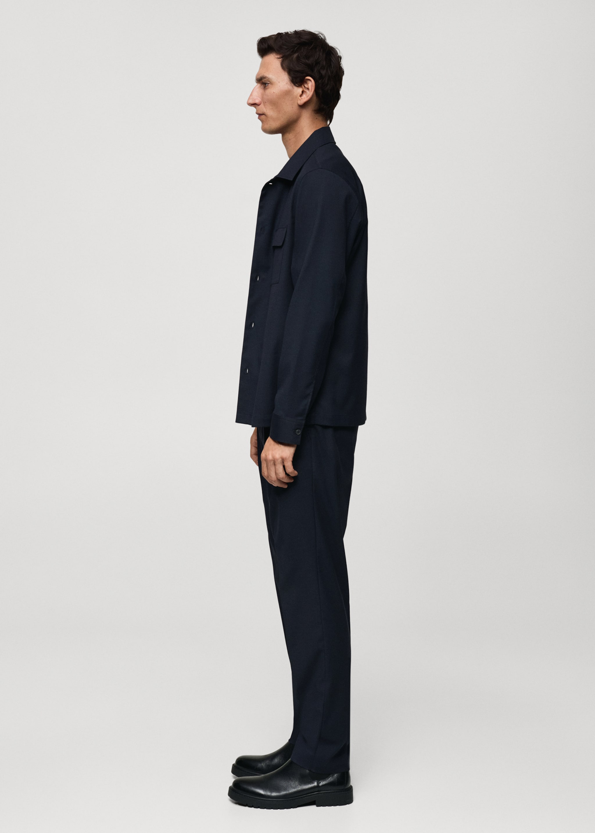 Pleated slim-fit trousers - Details of the article 6, Dark Navy. Ref: 77085960-00.