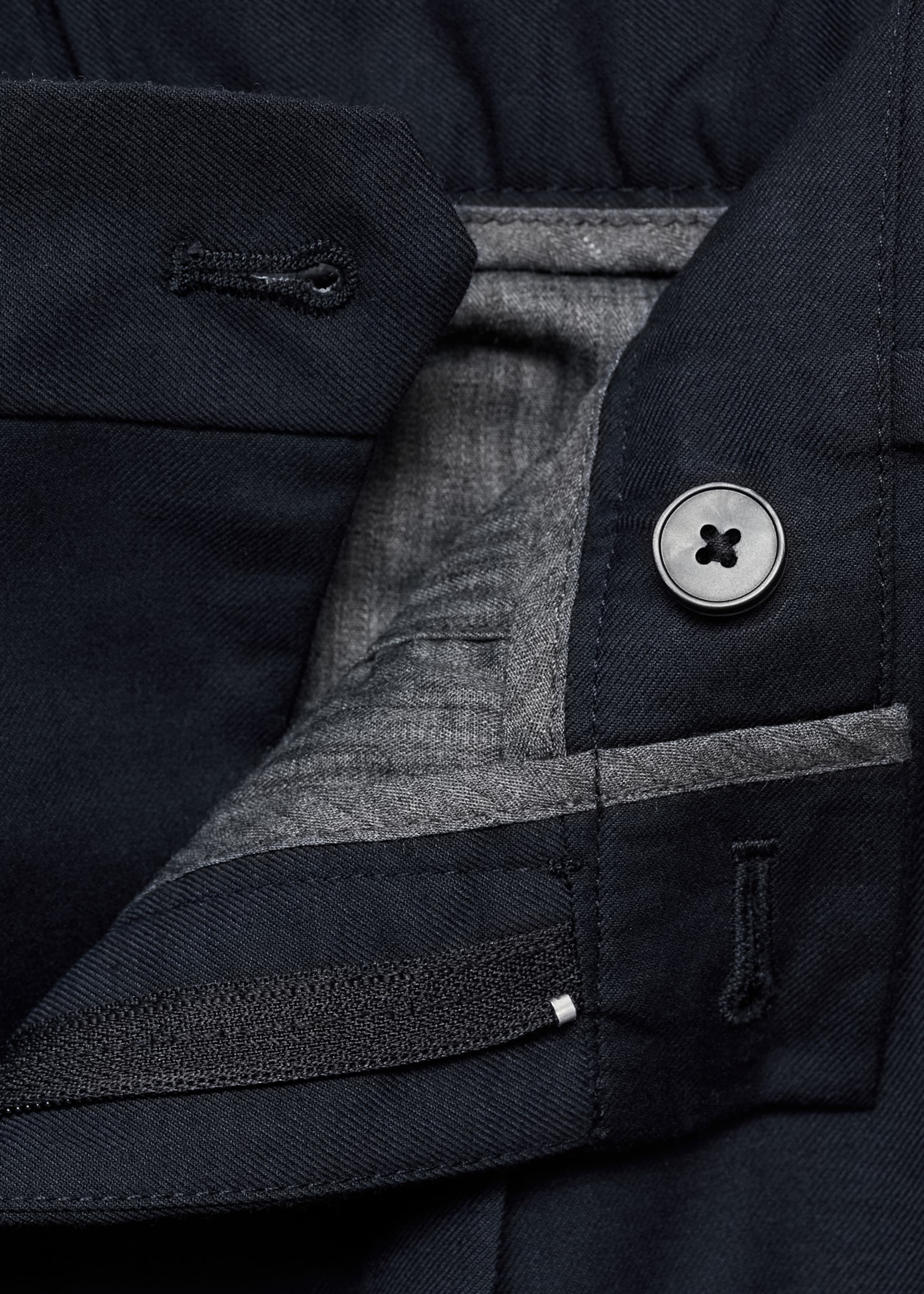 Pleated slim-fit trousers - Details of the article 8, Dark Navy. Ref: 77085960-00.