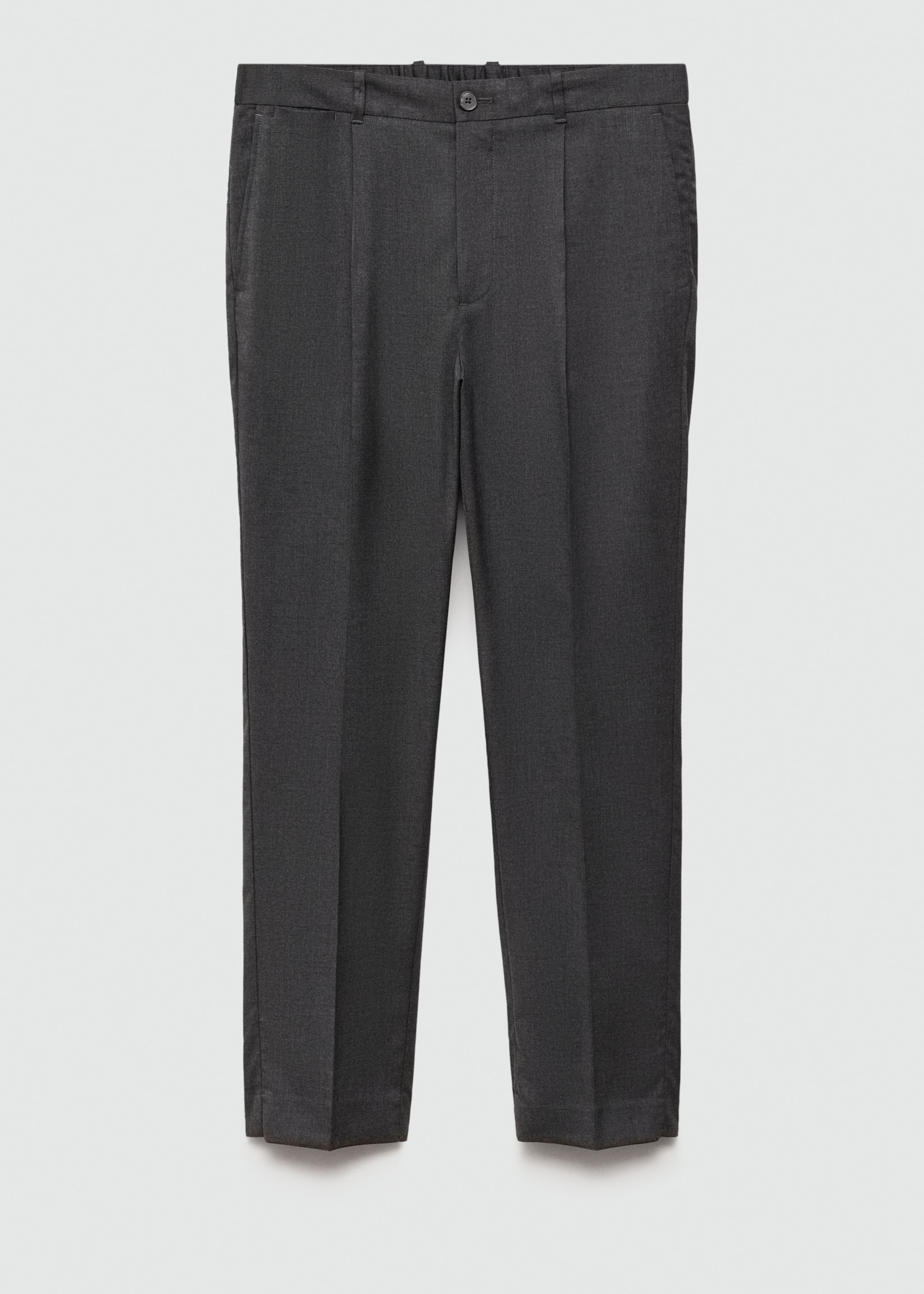 Pleated slim-fit trousers - Article without model, Dark Heather Grey. Ref: 77085960-00.