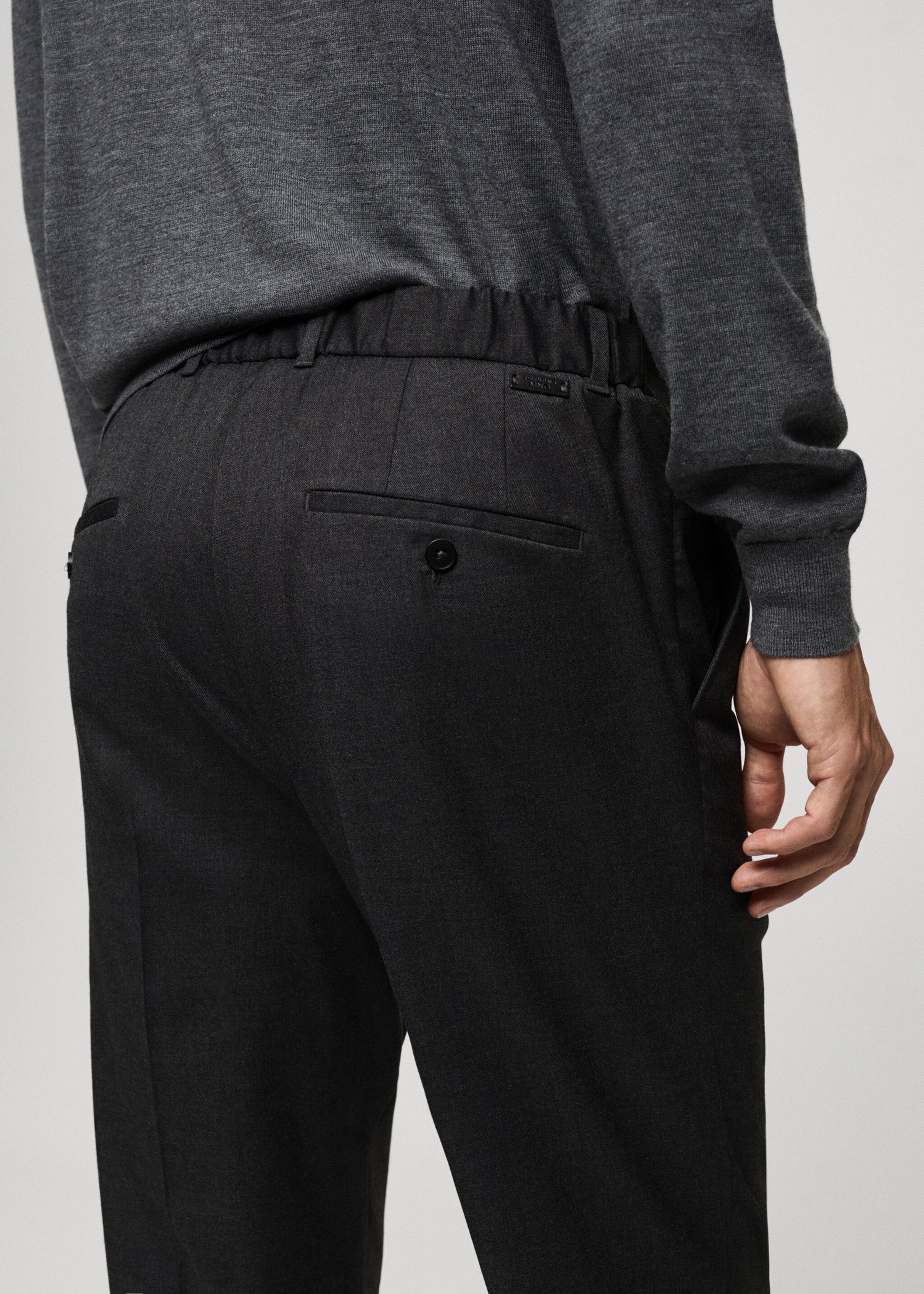 Pleated slim-fit trousers - Details of the article 2, Dark Heather Grey. Ref: 77085960-00.