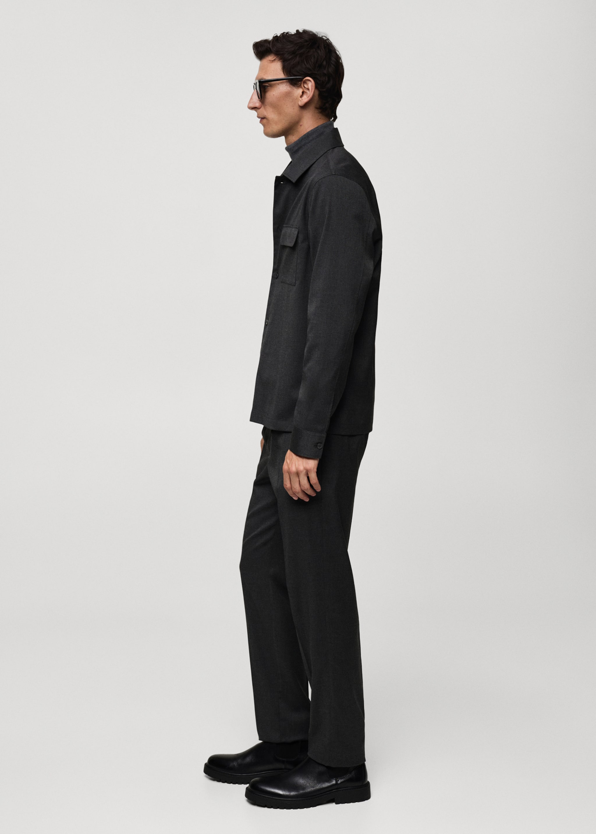 Pleated slim-fit trousers - Details of the article 6, Dark Heather Grey. Ref: 77085960-00.