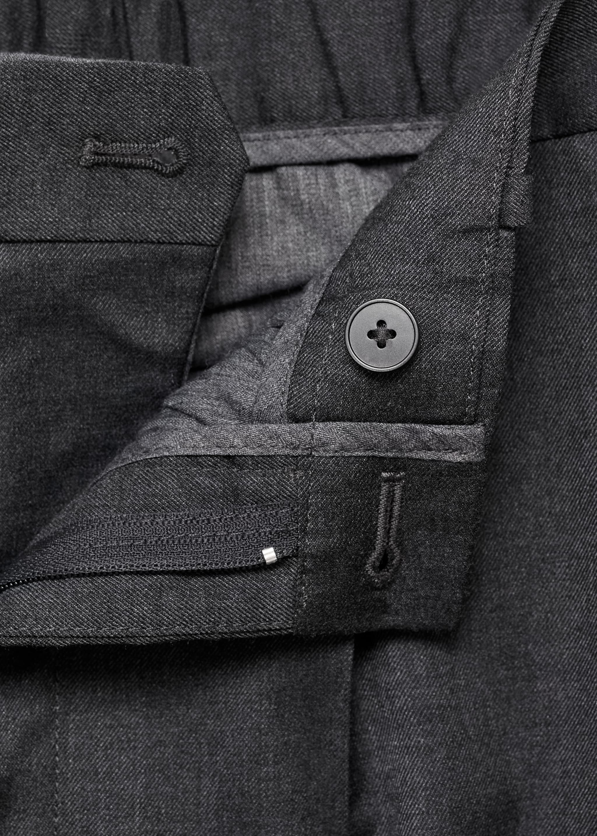 Pleated slim-fit trousers - Details of the article 8, Dark Heather Grey. Ref: 77085960-00.
