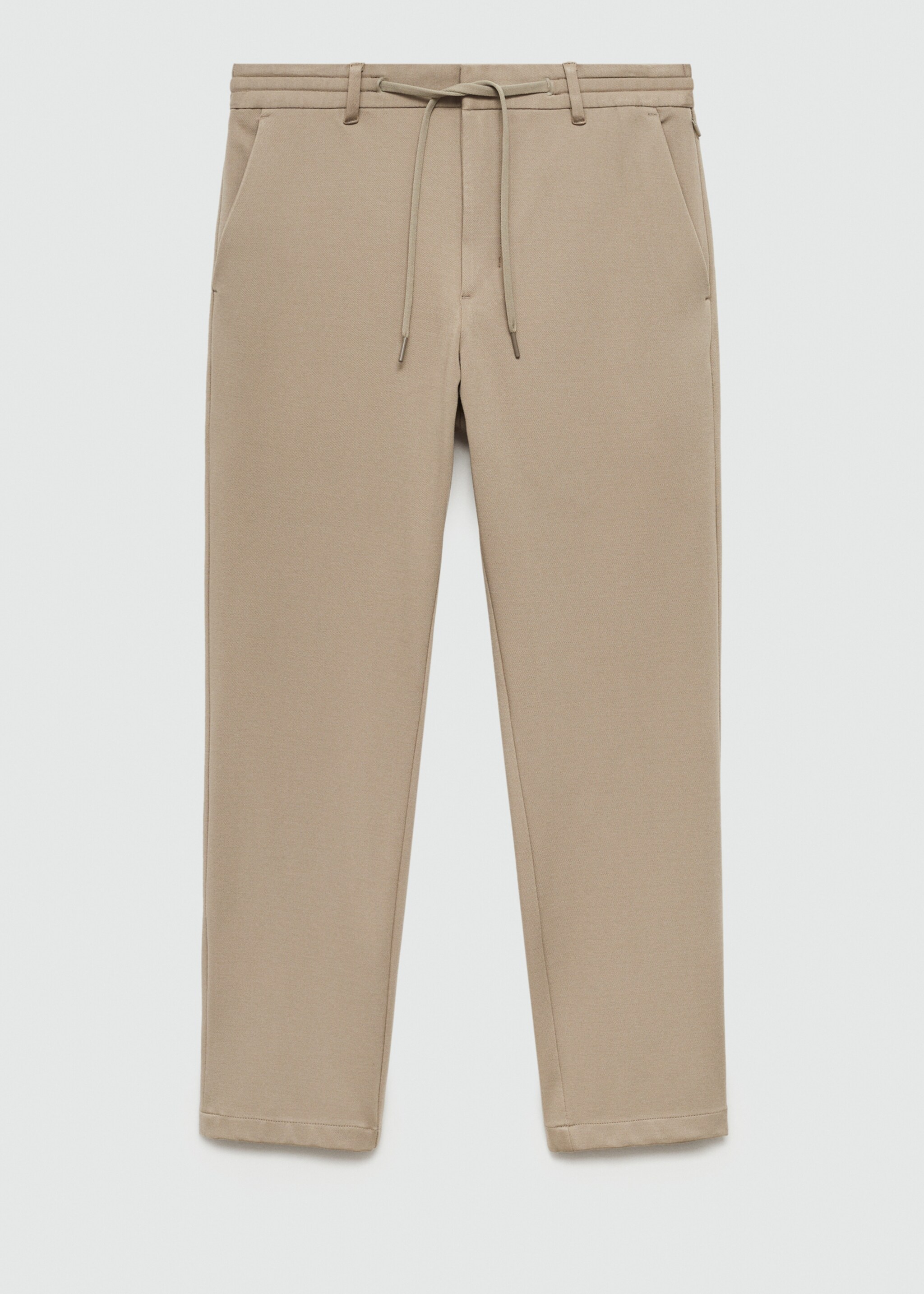 Stretch fabric slim-fit trousers with drawstring - Article without model, Beige. Ref: 77085961-00.