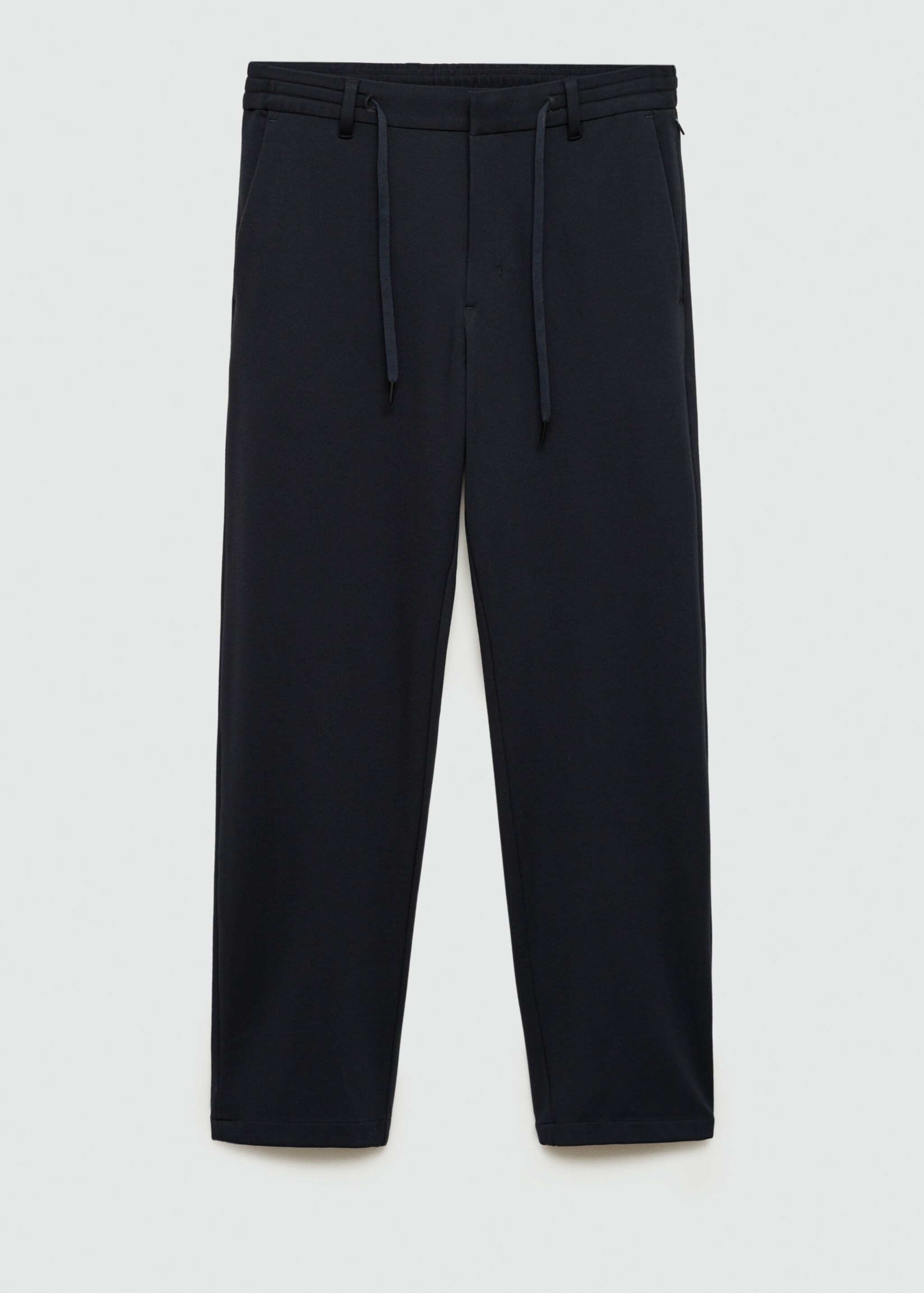 Stretch fabric slim-fit pants with drawstring - Article without model, Dark Navy. Ref: 77085961-00.