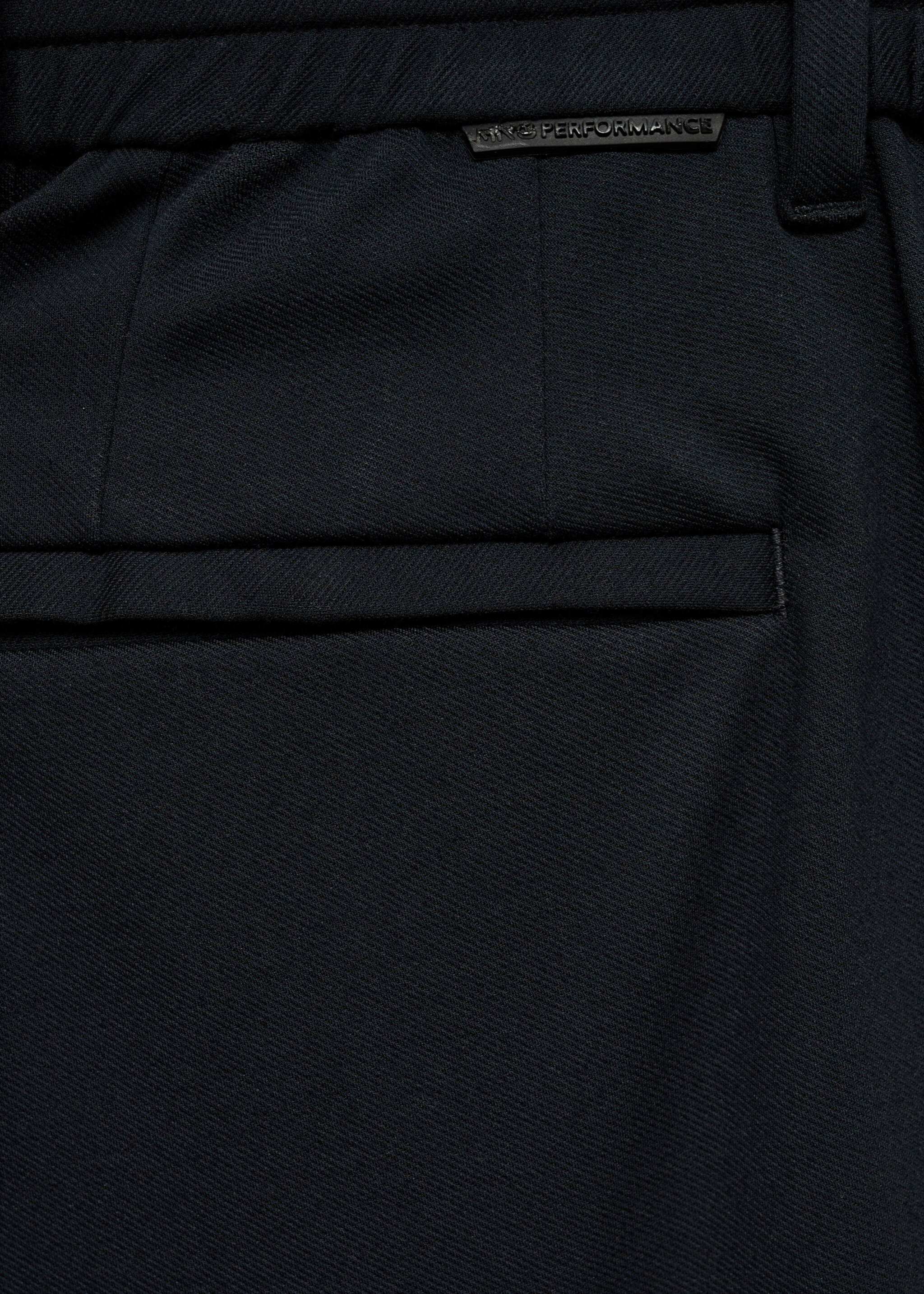Stretch fabric slim-fit pants with drawstring - Details of the article 0, Dark Navy. Ref: 77085961-00.