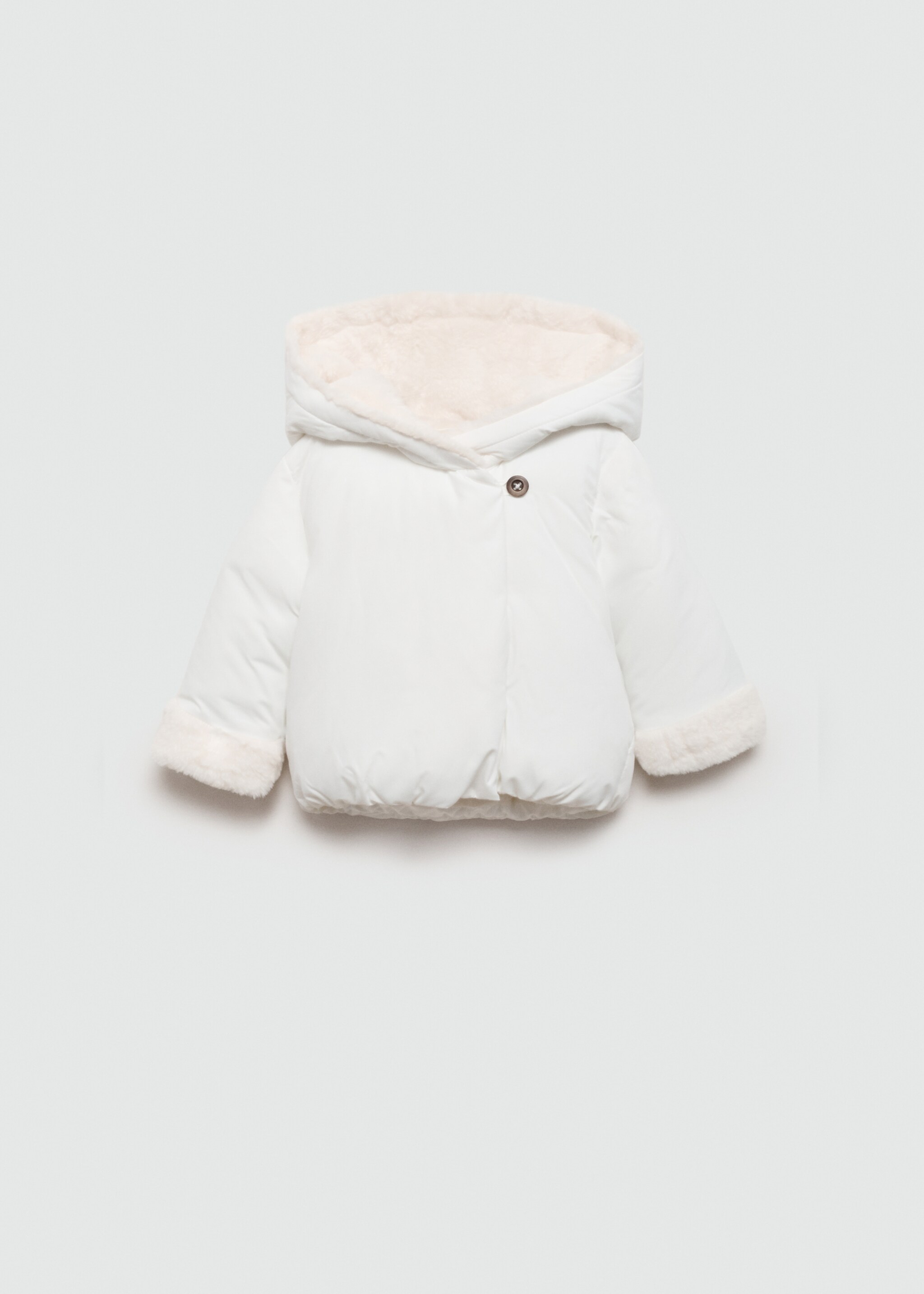 Fur-effect quilted coat - Article without model, White. Ref: 77085964-00.