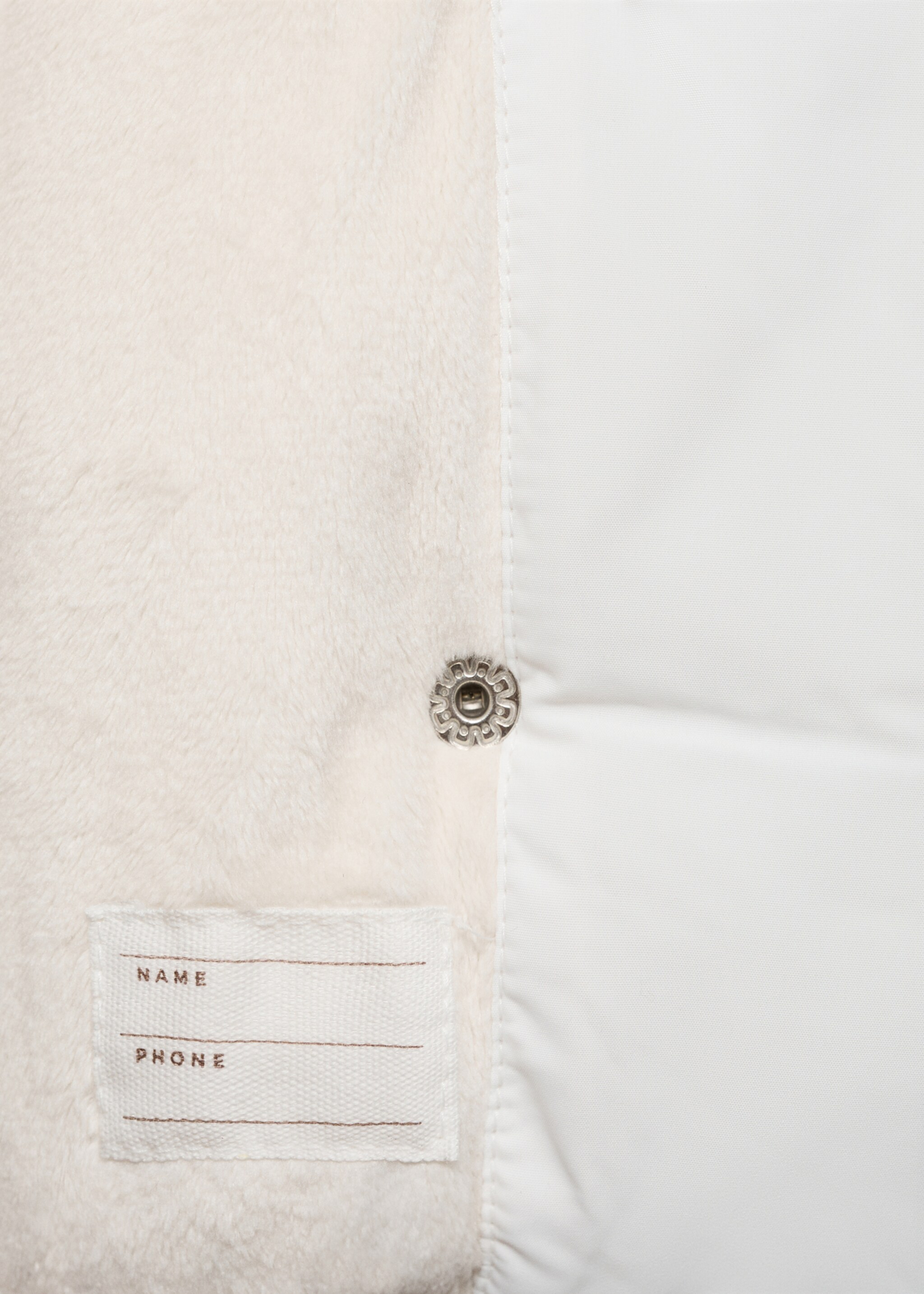 Fur-effect quilted coat - Details of the article 0, White. Ref: 77085964-00.