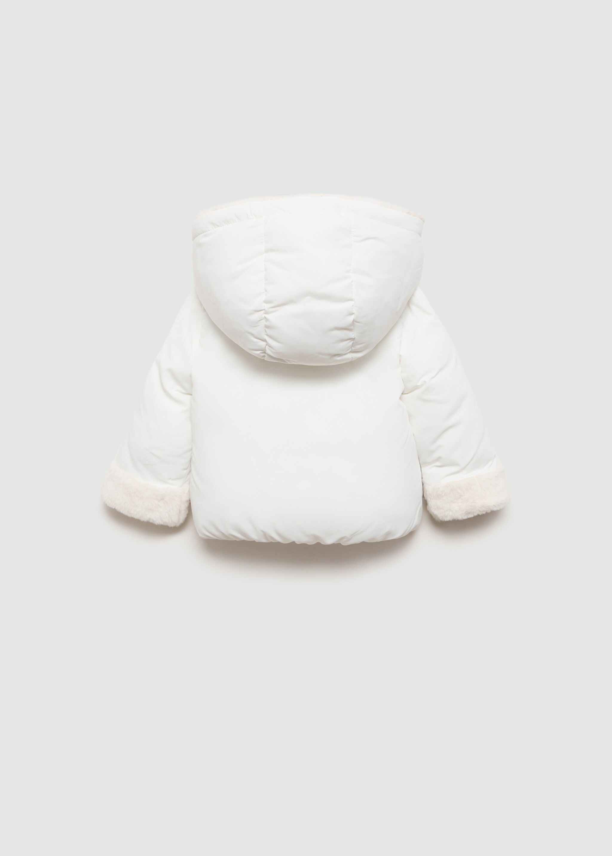 Fur-effect quilted coat - Reverse of the article, White. Ref: 77085964-00.