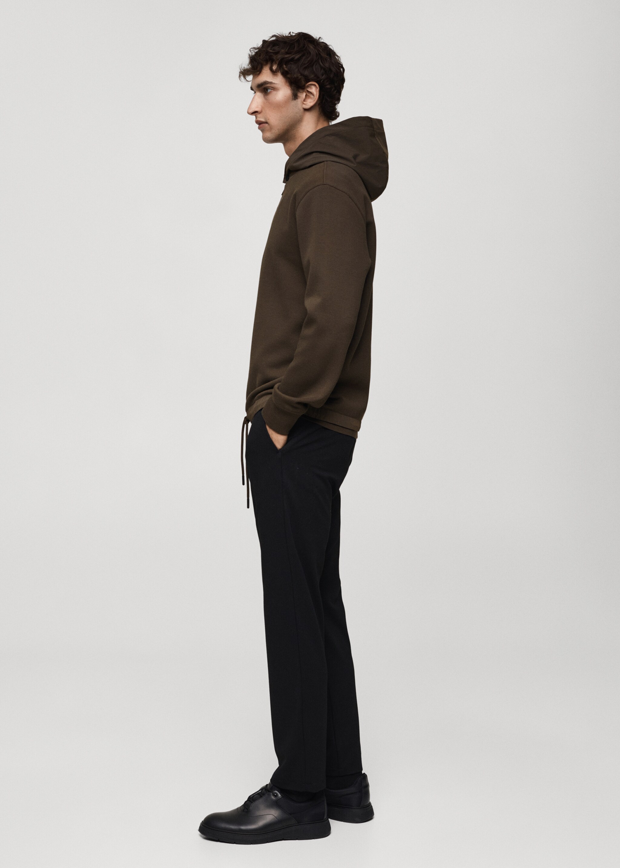 Φούτερ κουκούλα regular fit comfort stretch - Λεπτομέρεια του προϊόντος 2, Καφέ. Ref: 77085966-00.