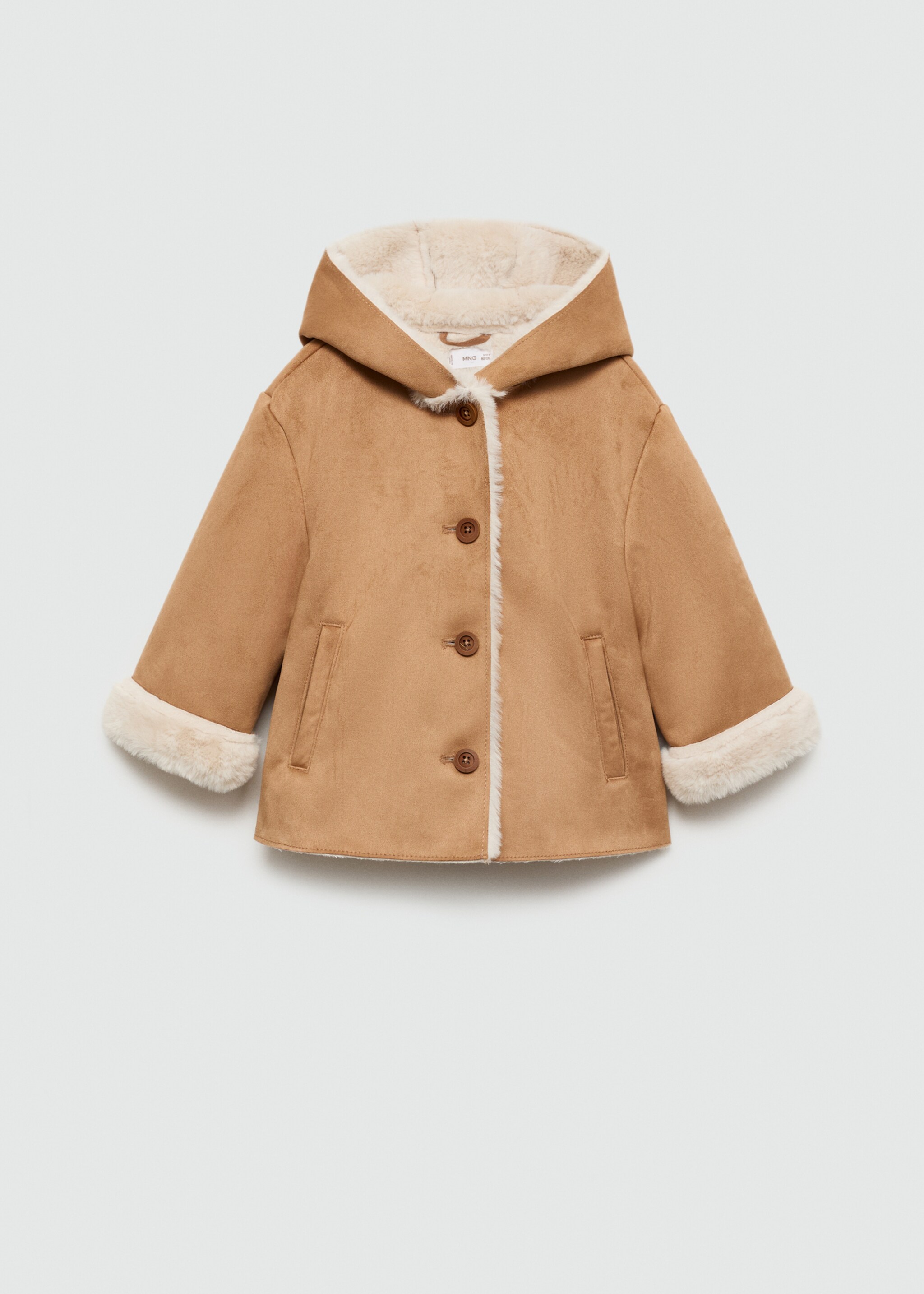 Fur-effect inner coat - Article without model, Brown. Ref: 77085967-00.