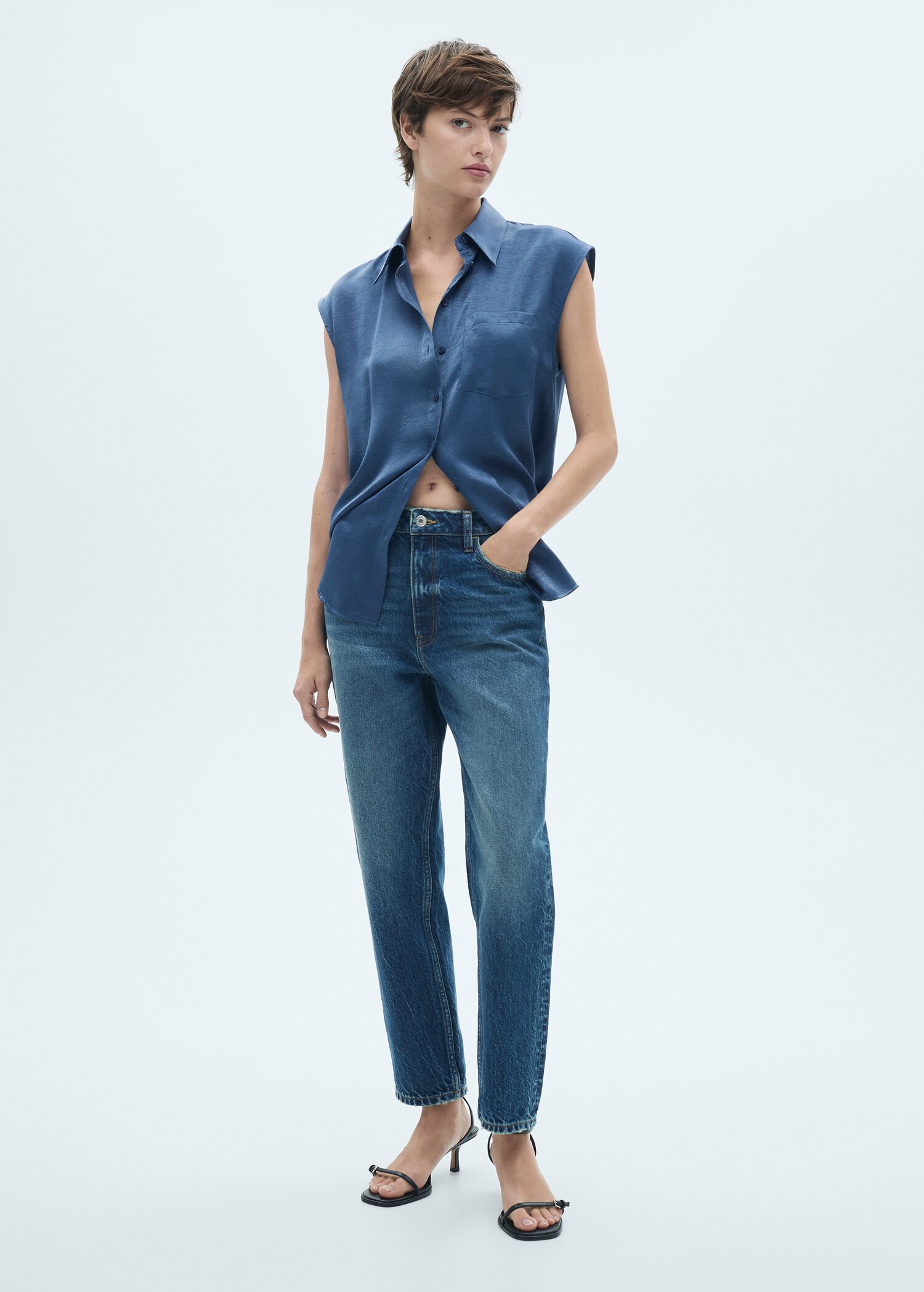 Satin shirt with bow - Details of the article 2
