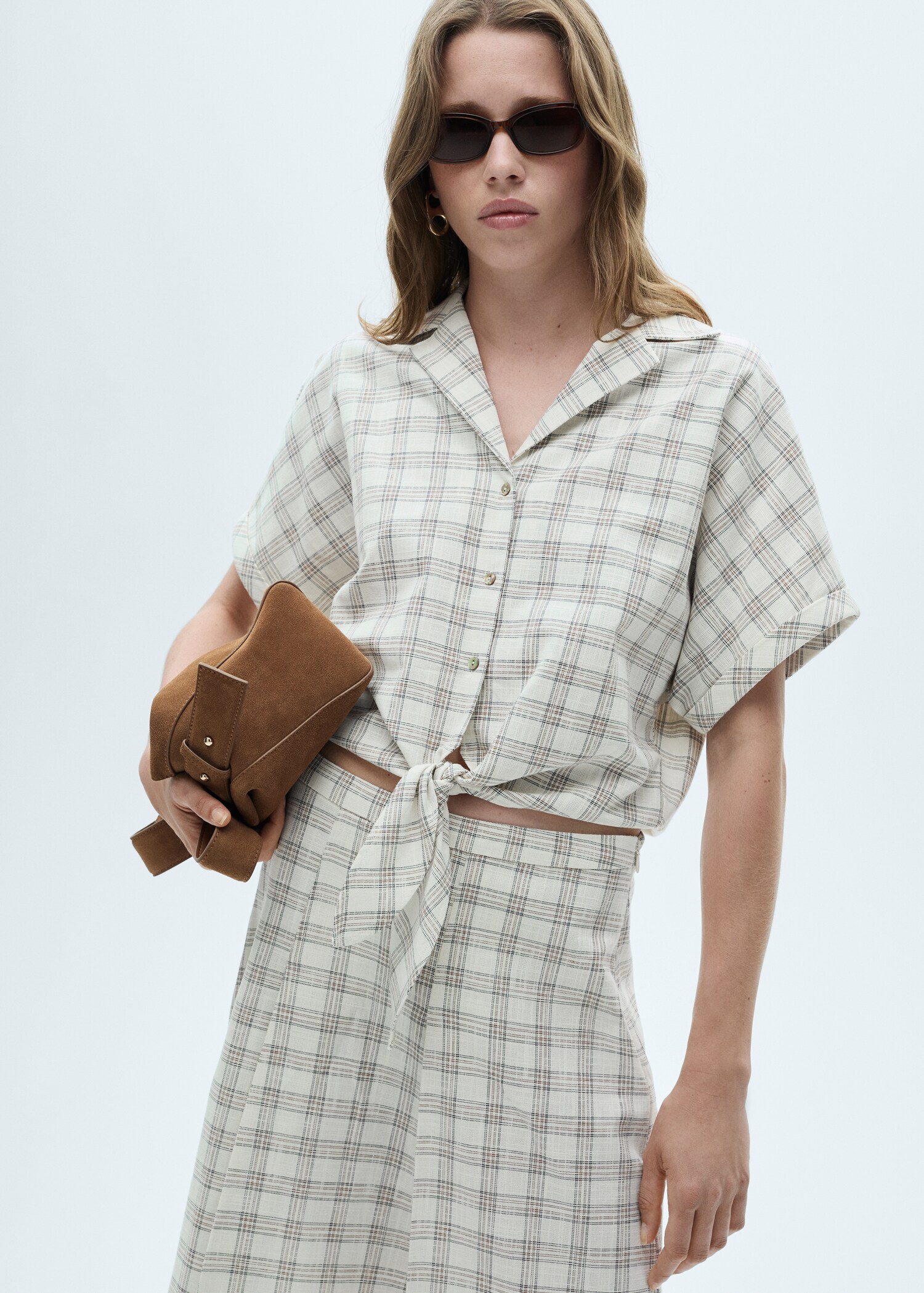 Kariertes Cropped-Hemd - Mittlere Ansicht
