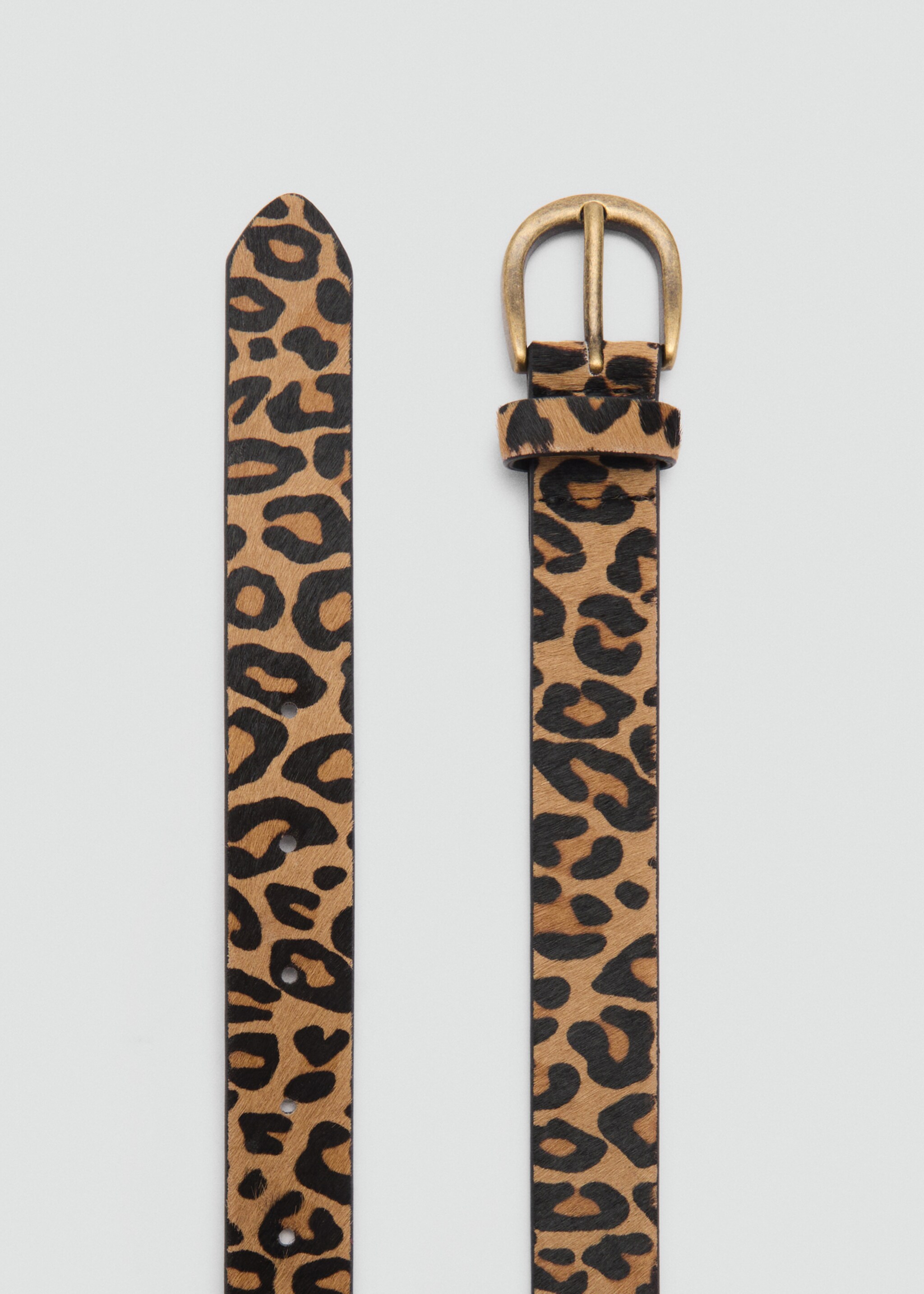 Leopard-print leather belt - Medium plane, Medium Brown. Ref: 77085989-00.