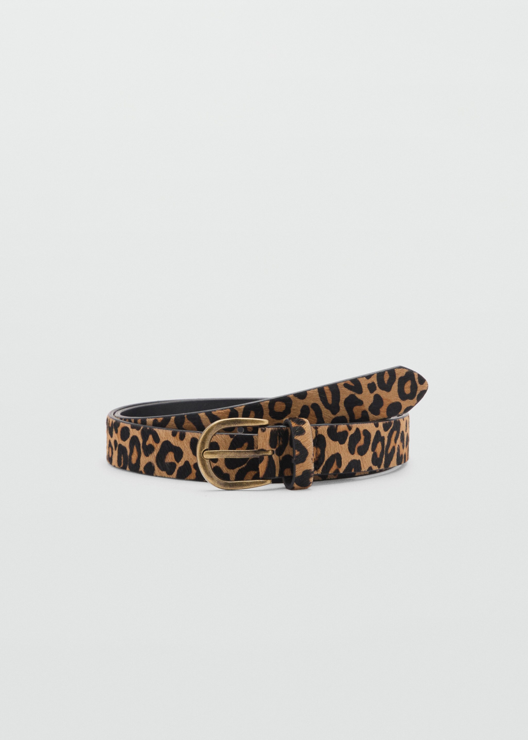 Leopard-print leather belt - Article without model, Medium Brown. Ref: 77085989-00.