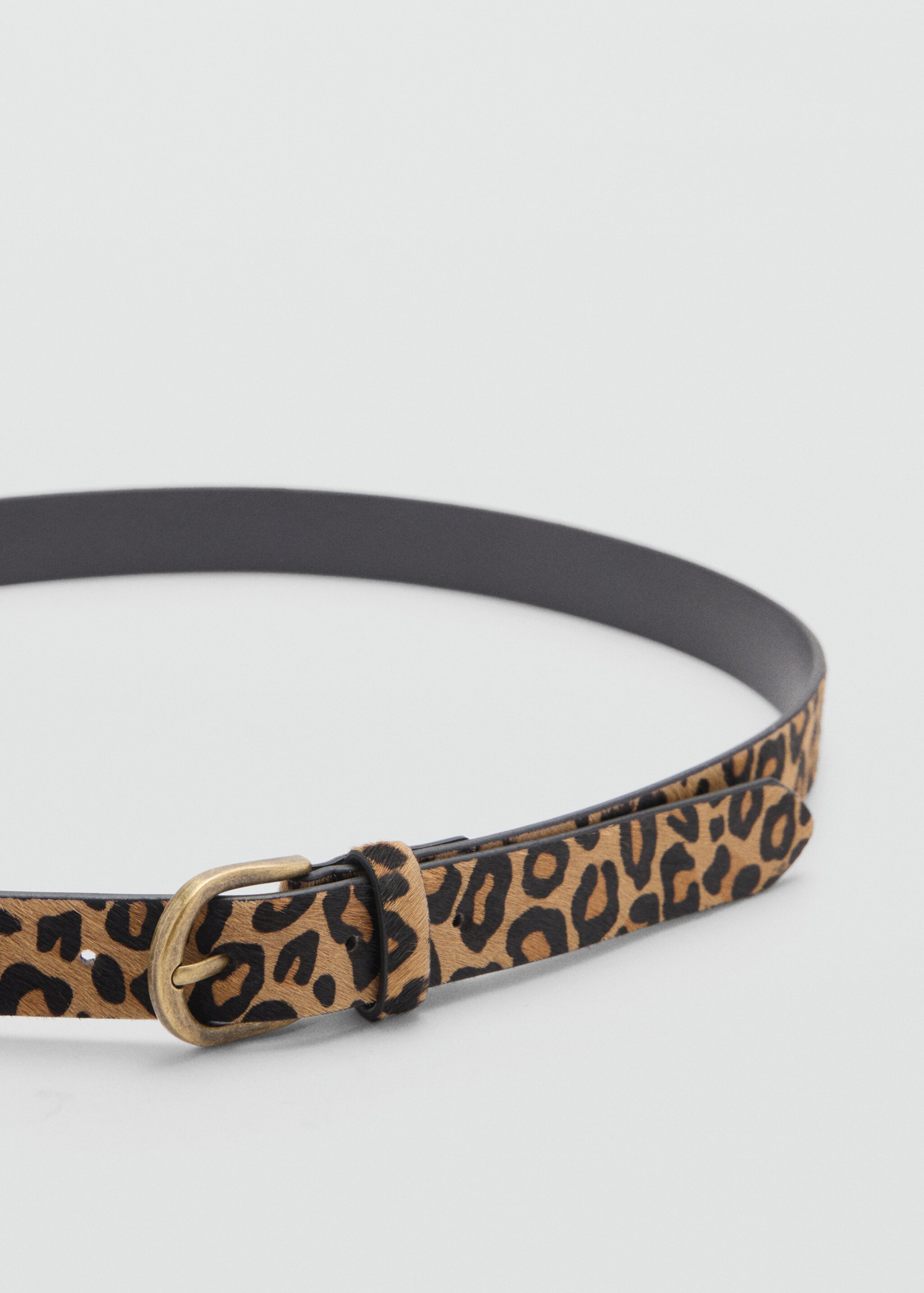 Leopard-print leather belt - Details of the article 1, Medium Brown. Ref: 77085989-00.