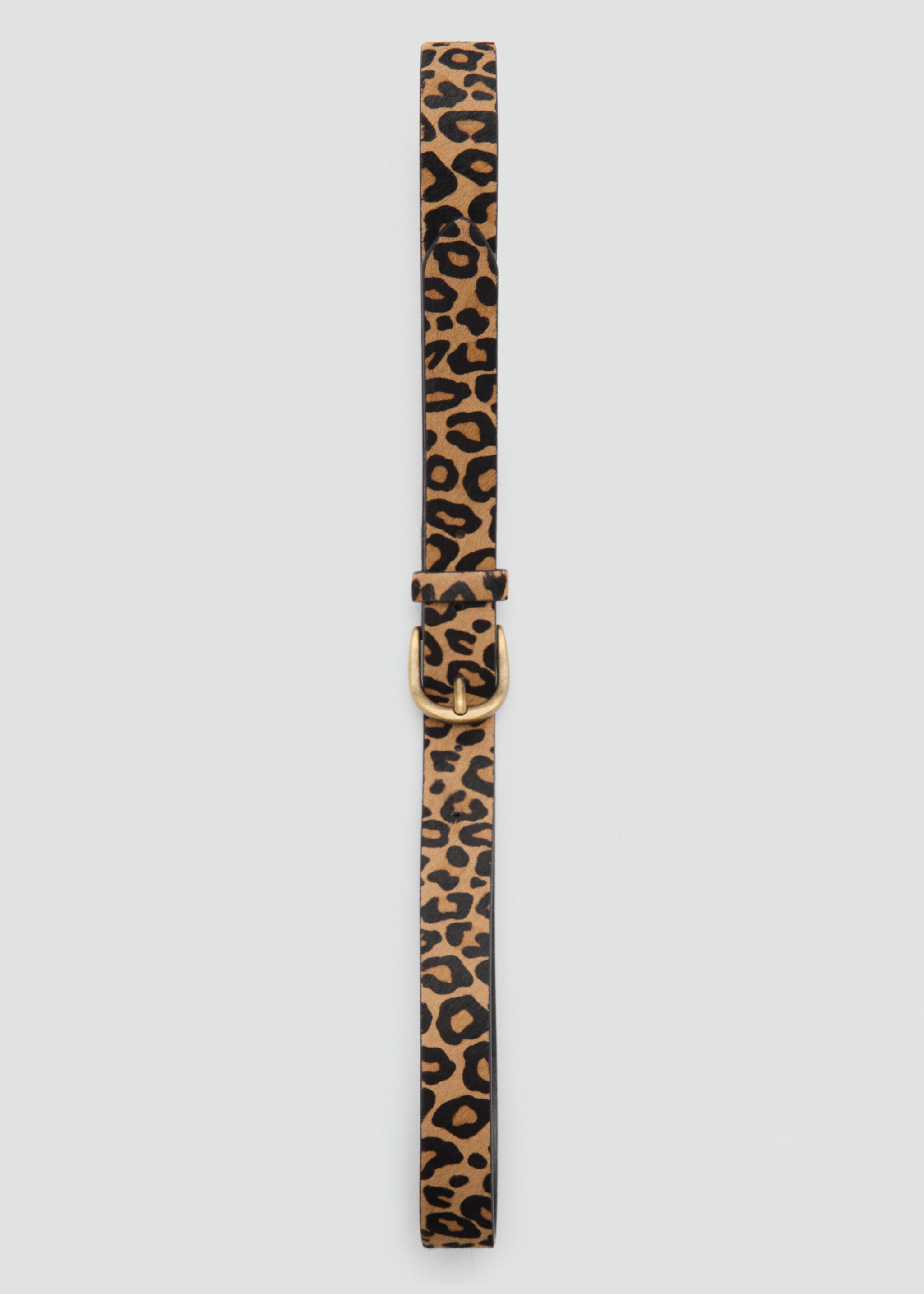 Leopard-print leather belt - Details of the article 2, Medium Brown. Ref: 77085989-00.