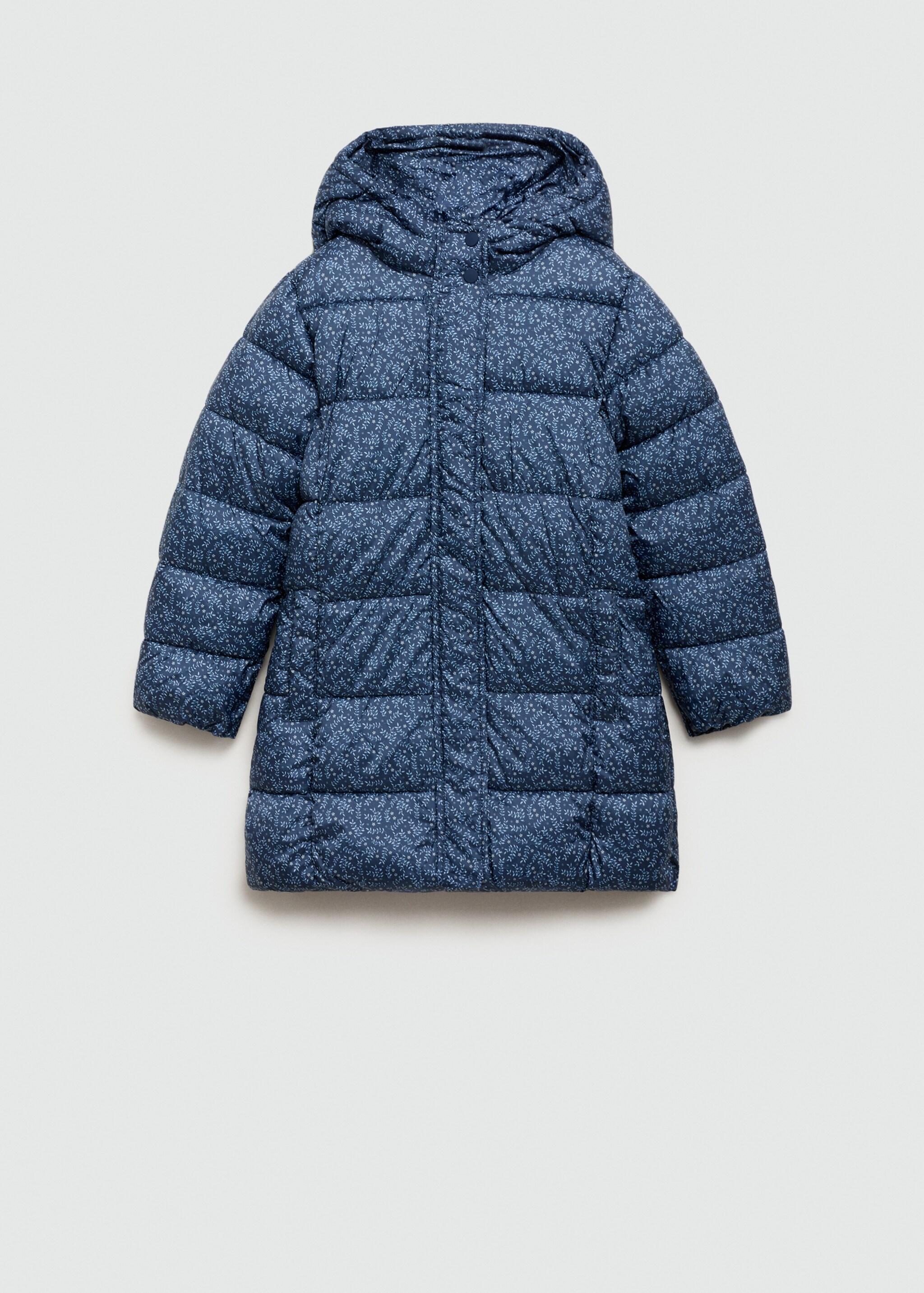 Prošívaný anorak s květinovým potiskem - Zboží bez modelu, Modrá. Ref: 77085994-00.