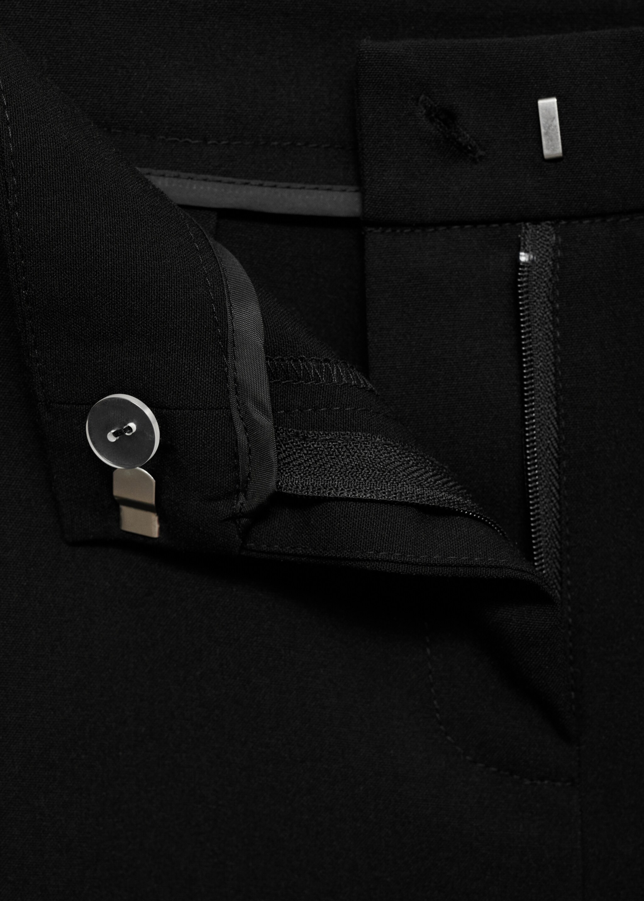 Side slit suit pants - Details of the article 8, Black. Ref: 77085999-00.