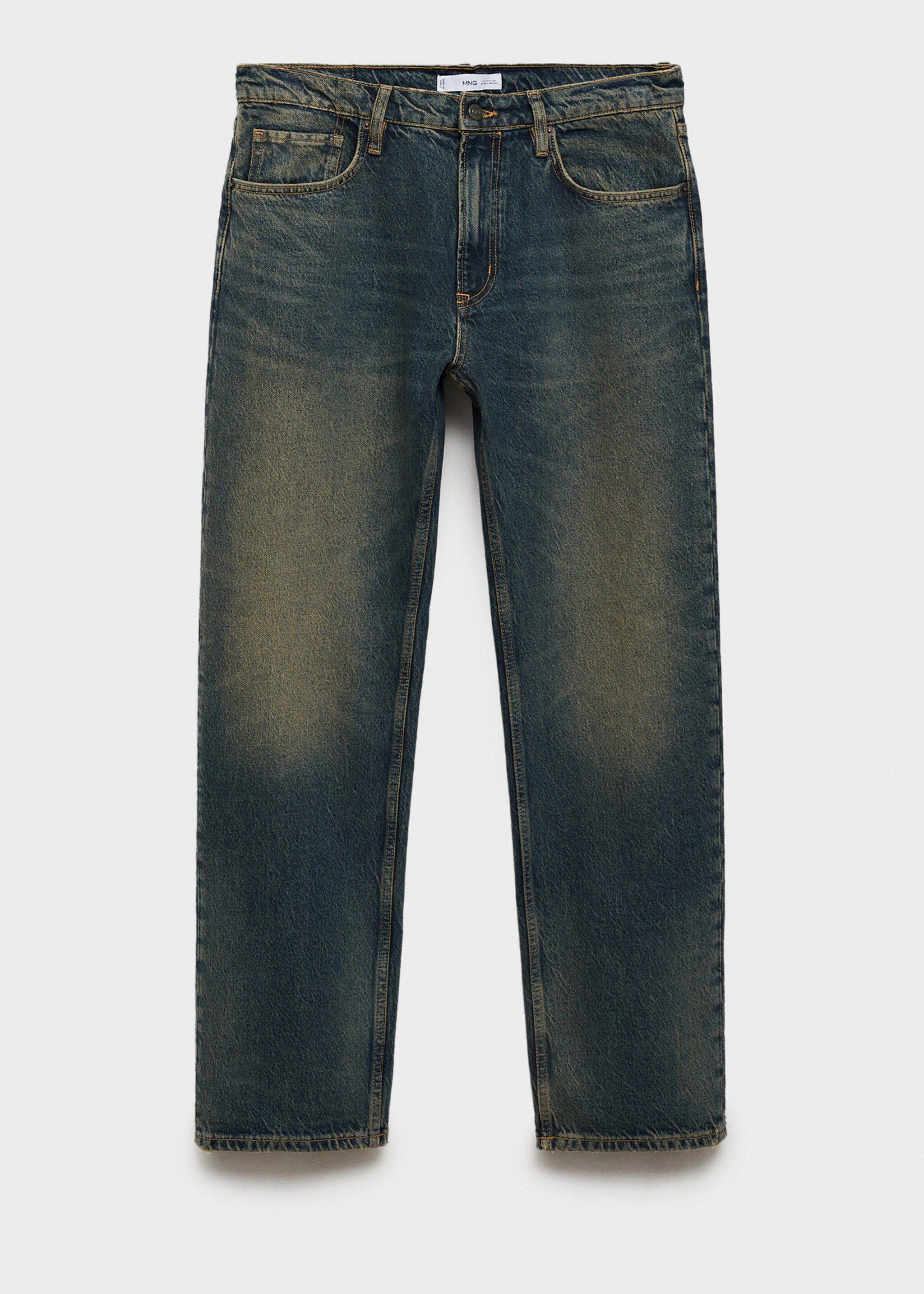 Straight-fit jeans with frayed effect - Article without model, Mint Green. Ref: 77086002-00.