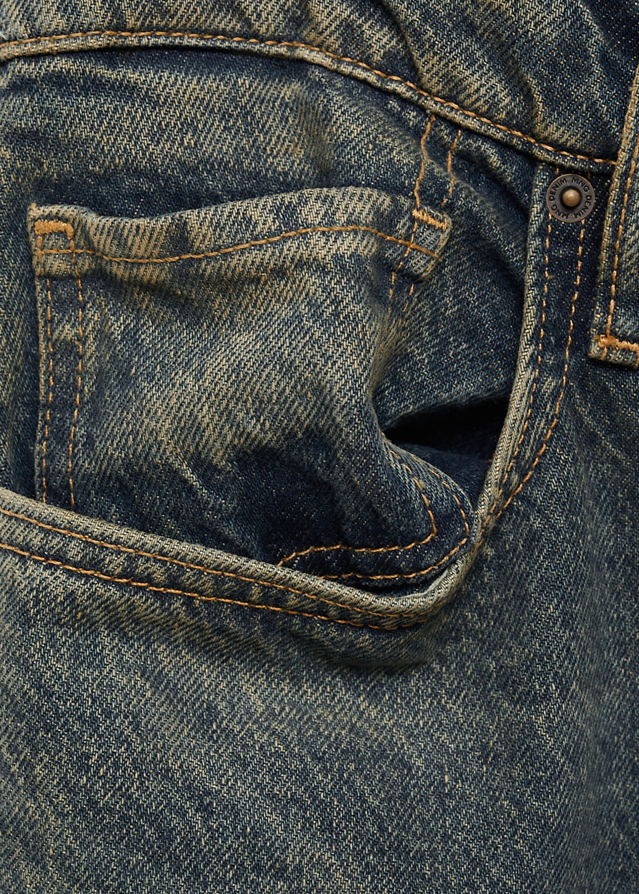 Straight-fit jeans with frayed effect - Details of the article 0, Mint Green. Ref: 77086002-00.
