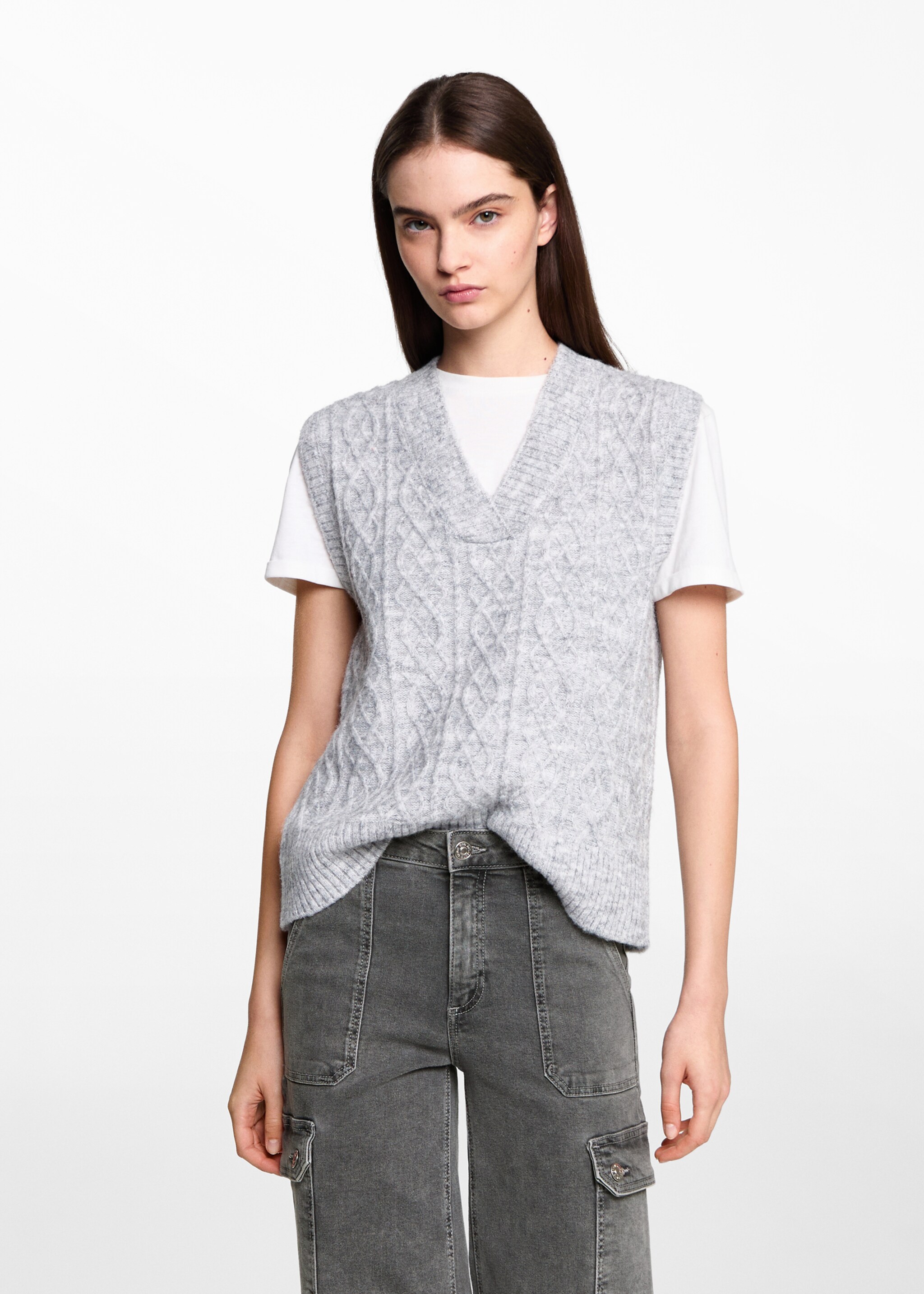 Cargo-Jeans mit Taschen - Mittlere Ansicht, Denim Grau. Ref: 77086004-00.