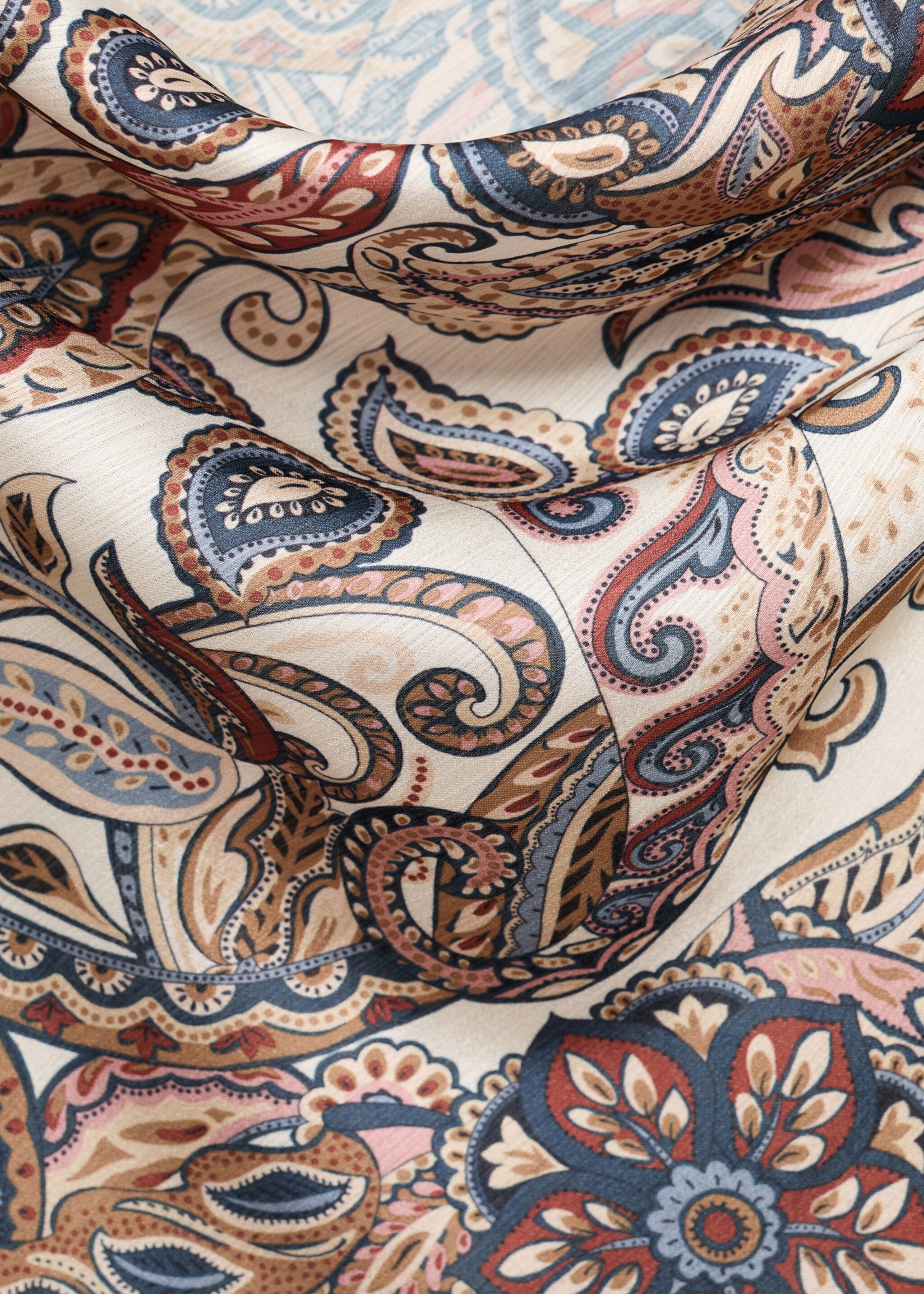 Satin print blouse - Details of the article 8, Off White. Ref: 77086005-00.