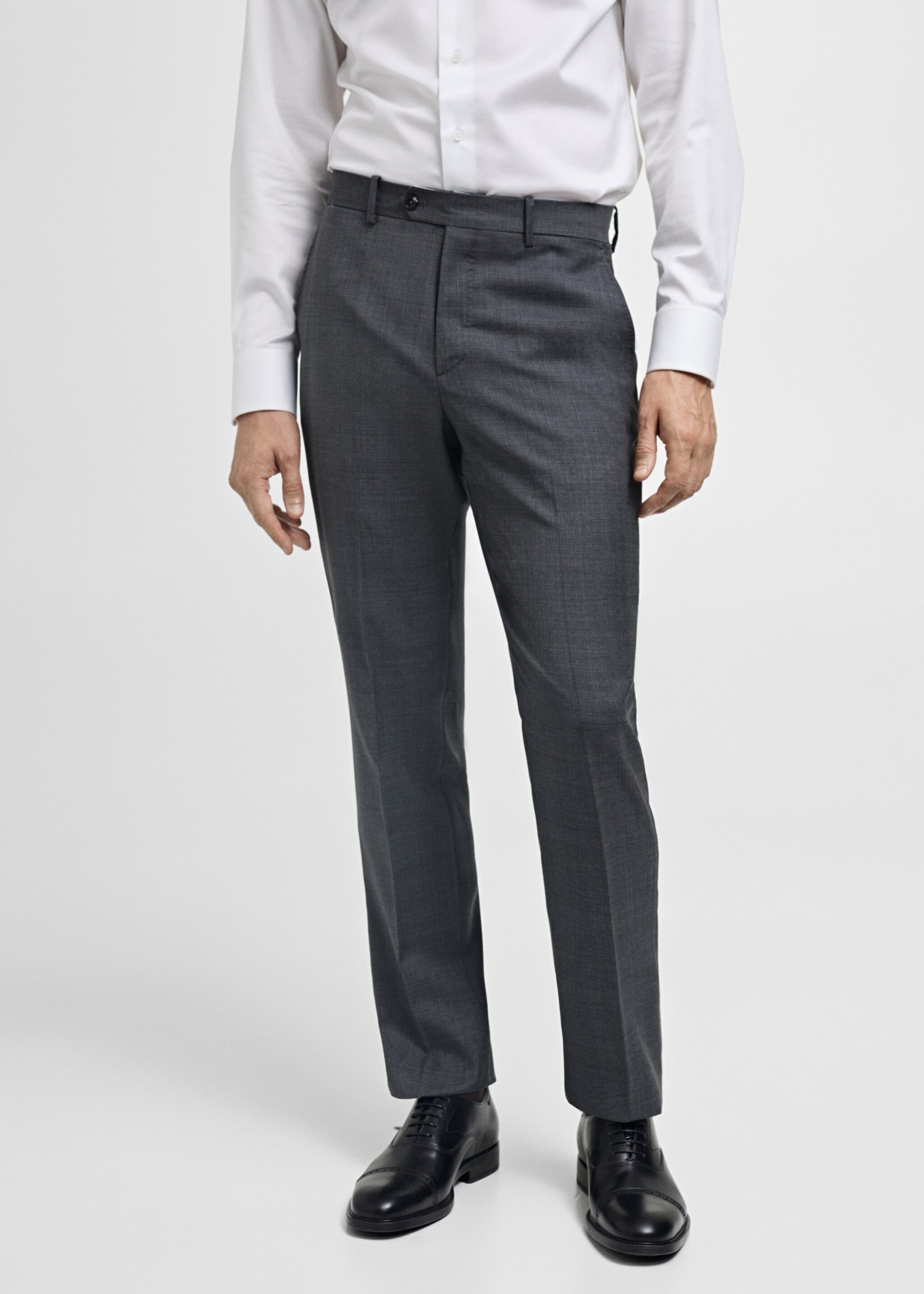 Venecia 100% virgin wool Prince of Wales check suit trousers - Medium plane, Grey. Ref: 77086006-00.
