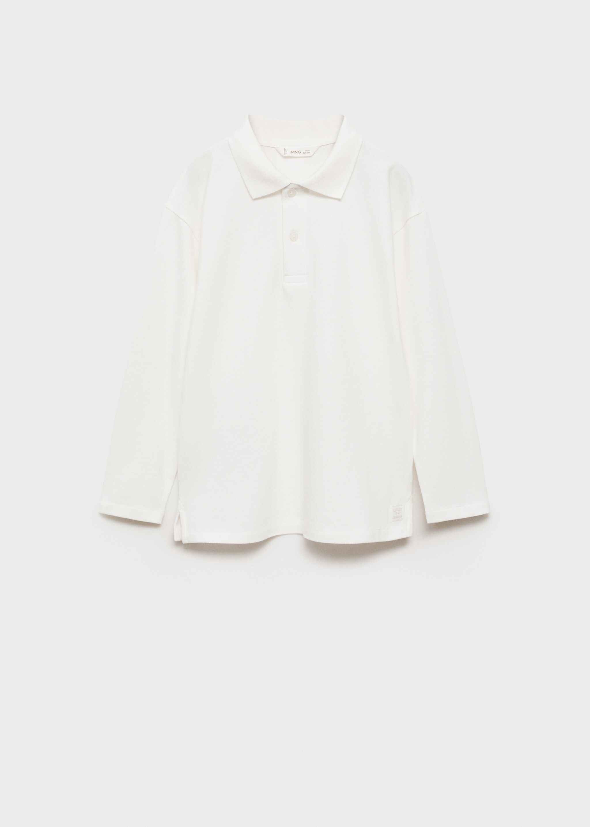 Long sleeves cotton polo - Article without model, Off White. Ref: 77086339-00.