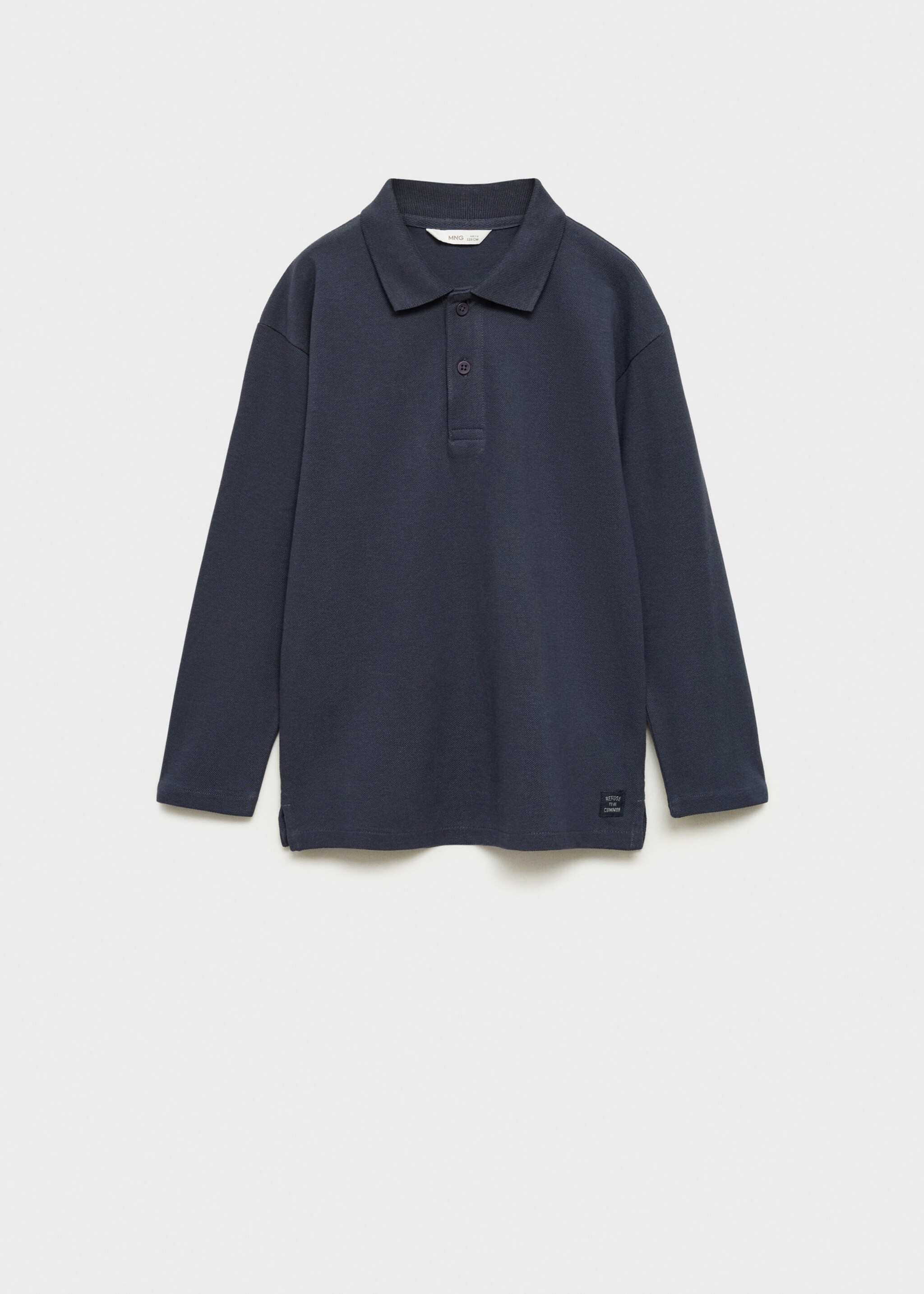 Long sleeves cotton polo - Article without model, Dark Grey. Ref: 77086339-00.