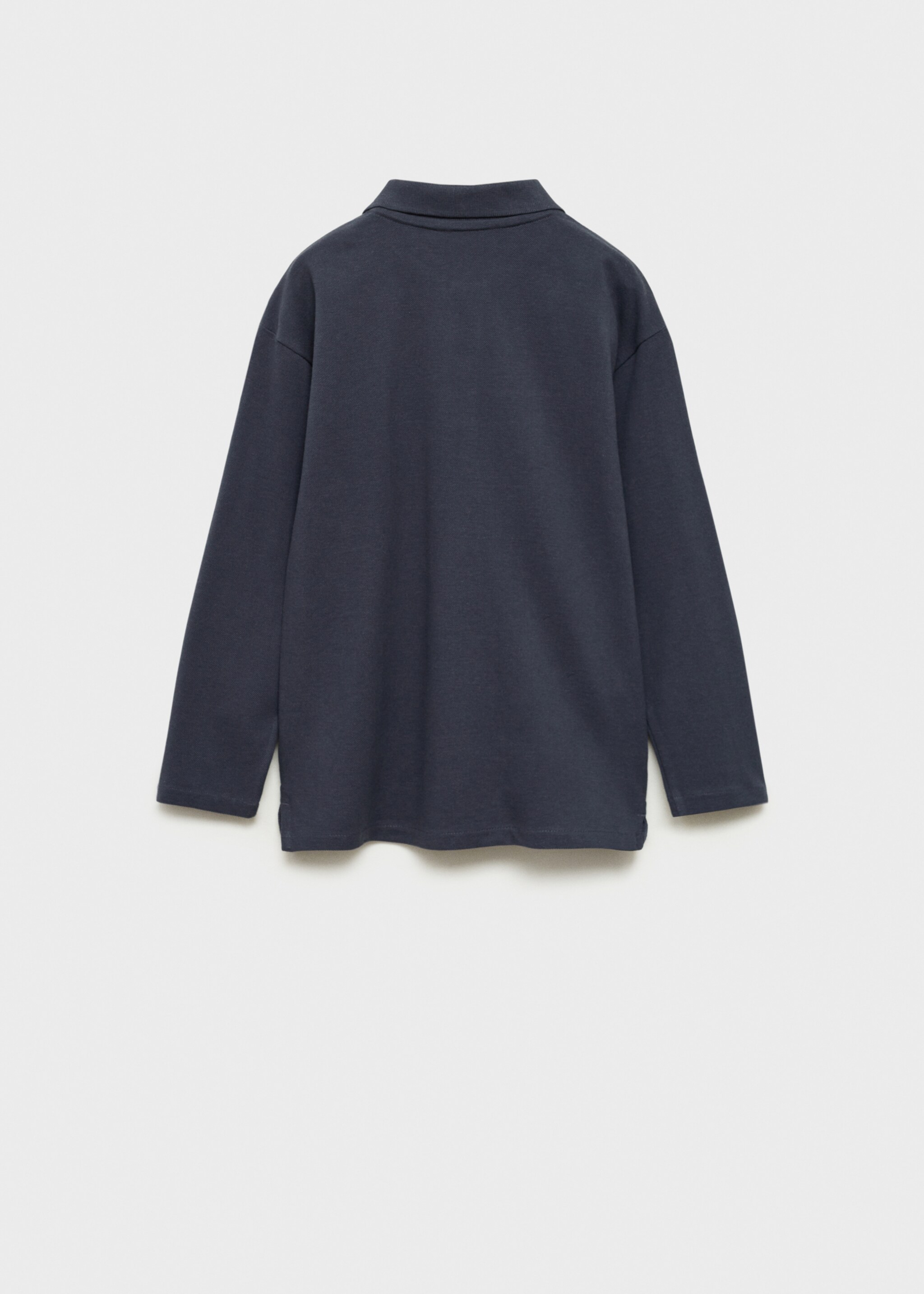 Long sleeves cotton polo - Reverse of the article, Dark Grey. Ref: 77086339-00.