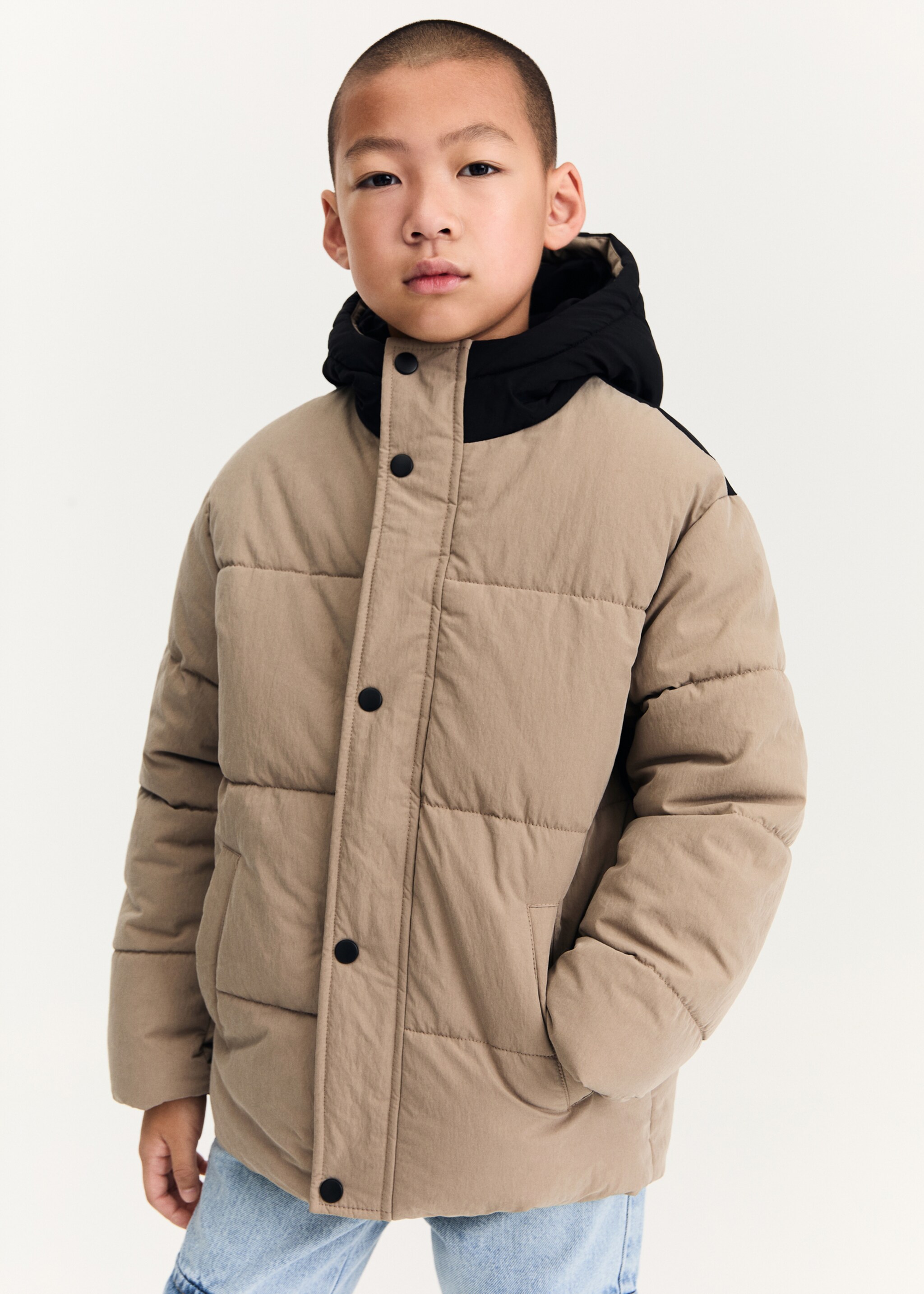 Mixed quilted jacket - Medium plane, Medium Brown. Ref: 77086343-00.