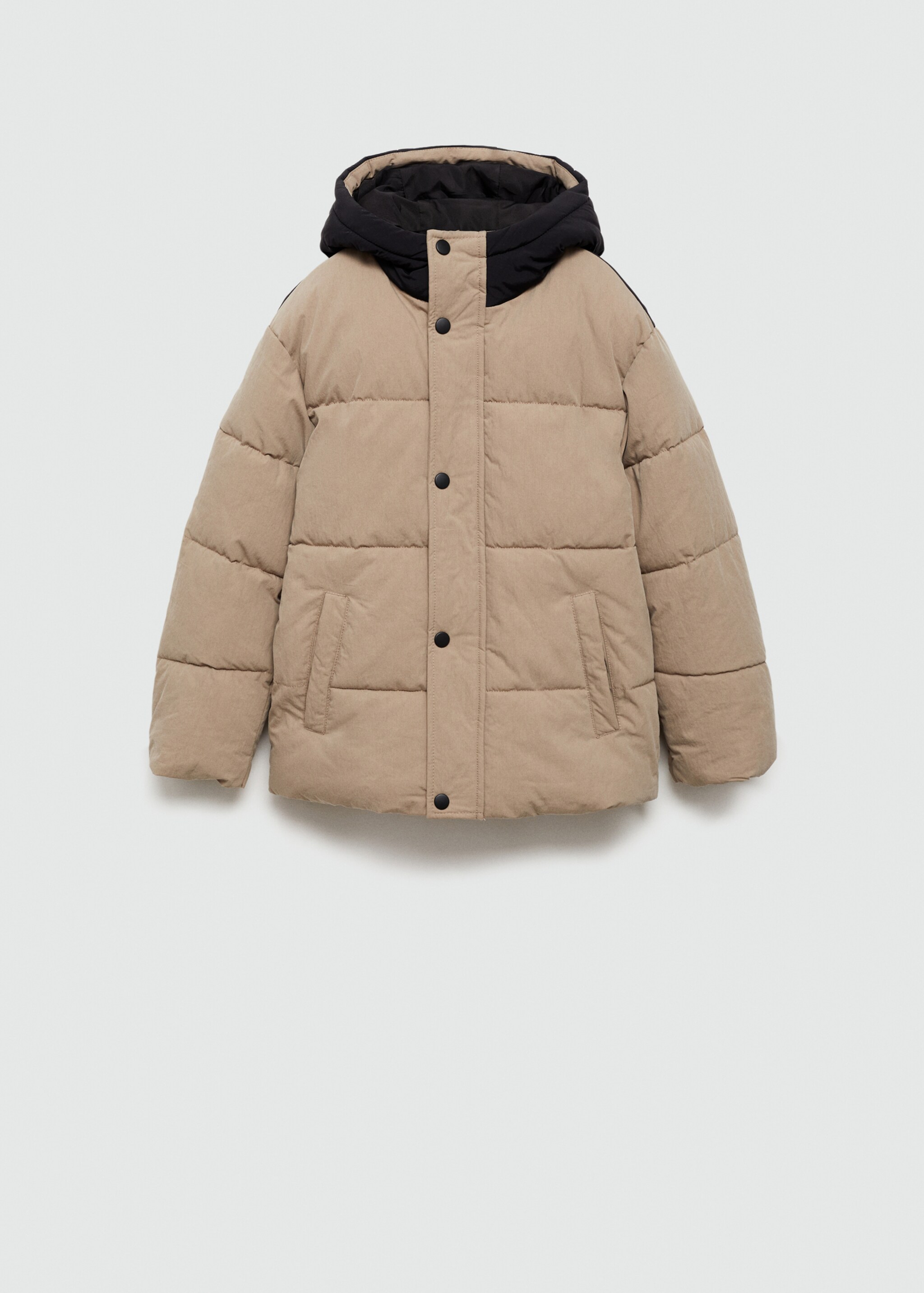 Mixed quilted jacket - Article without model, Medium Brown. Ref: 77086343-00.