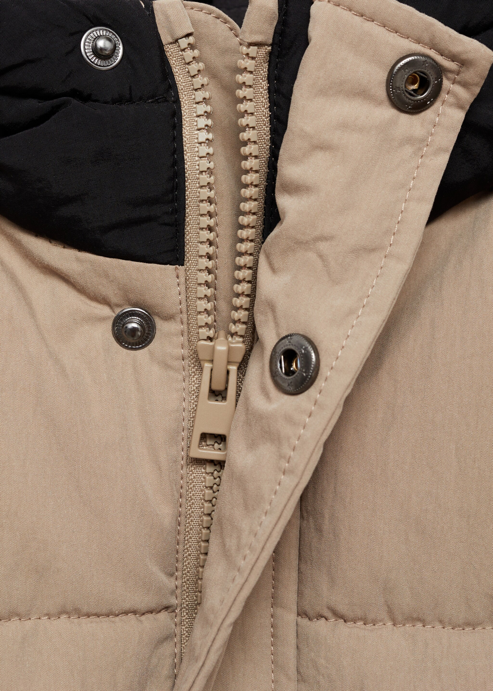 Mixed quilted jacket - Details of the article 8, Medium Brown. Ref: 77086343-00.