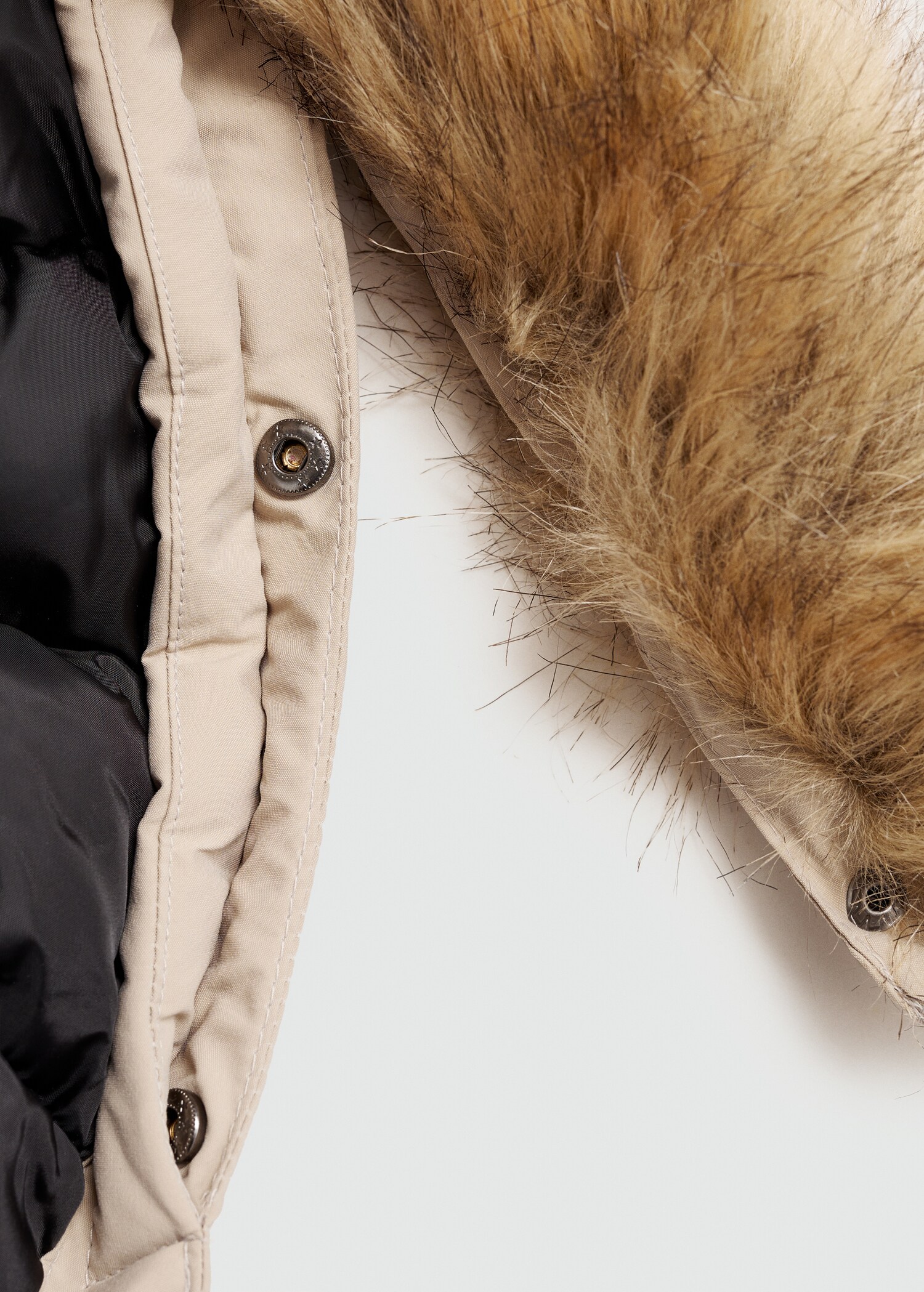 Puffer coat with fur-effect hood - Details of the article 0