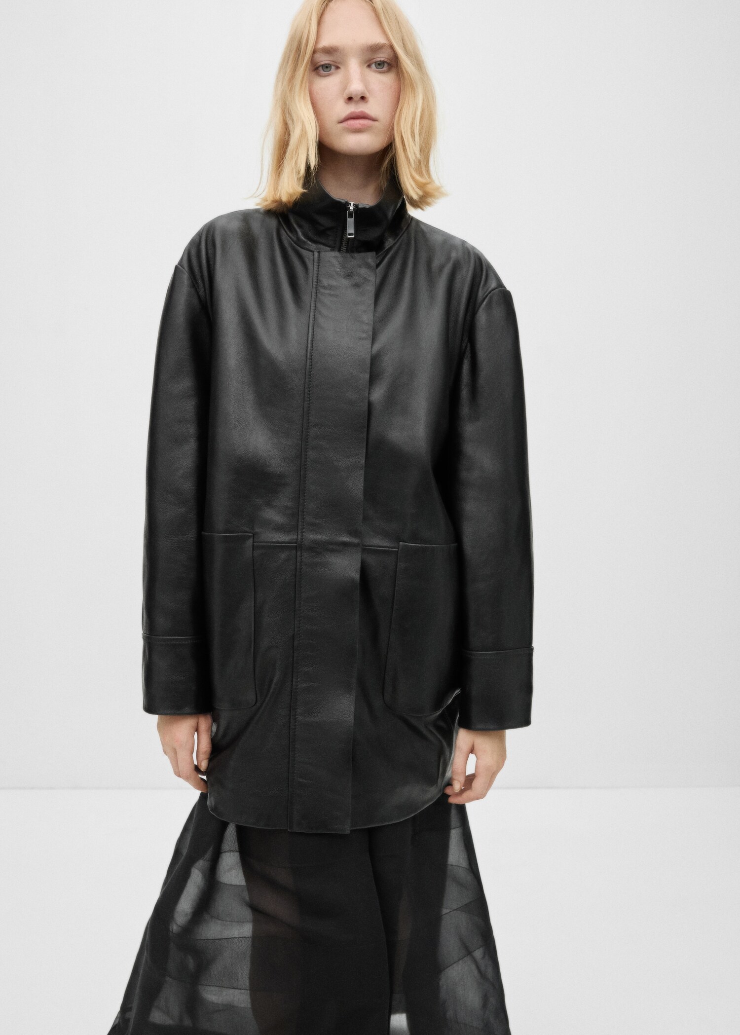 Oversized leather jacket - Medium plane