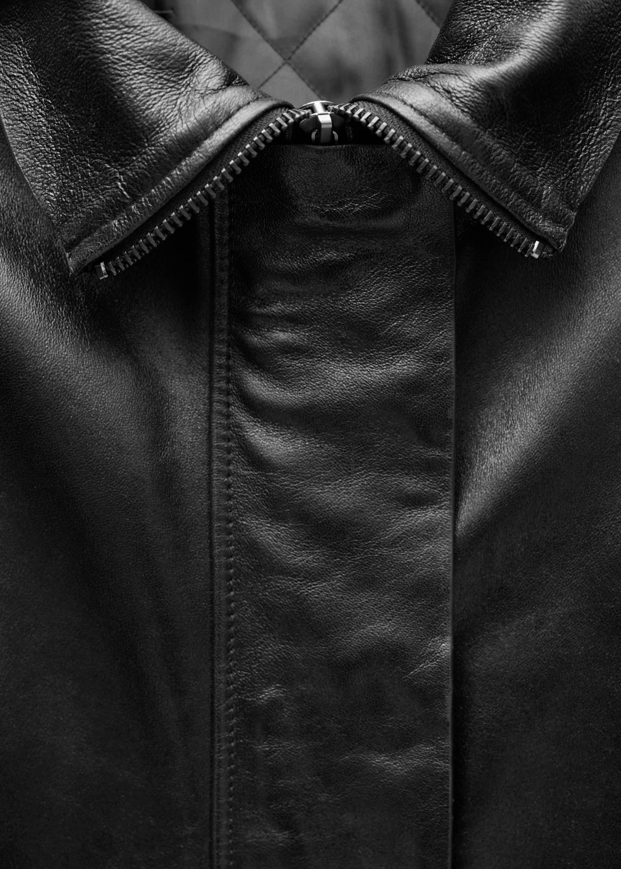 Oversized-Lederjacke - Detail des Artikels 8, Schwarz. Ref: 77086355-00.