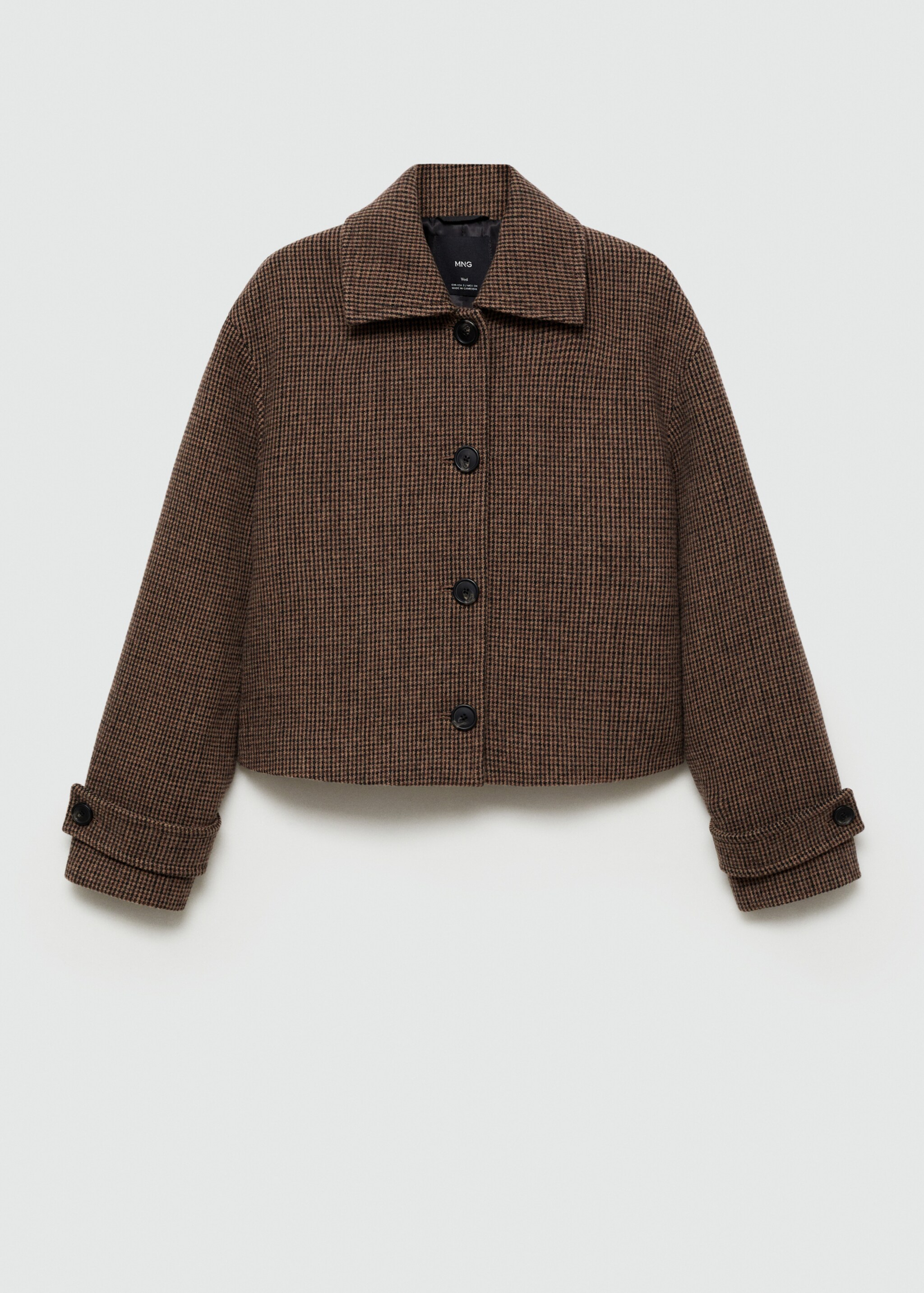 Micro-houndstooth wool jacket - Article without model, Brown. Ref: 77086723-00.