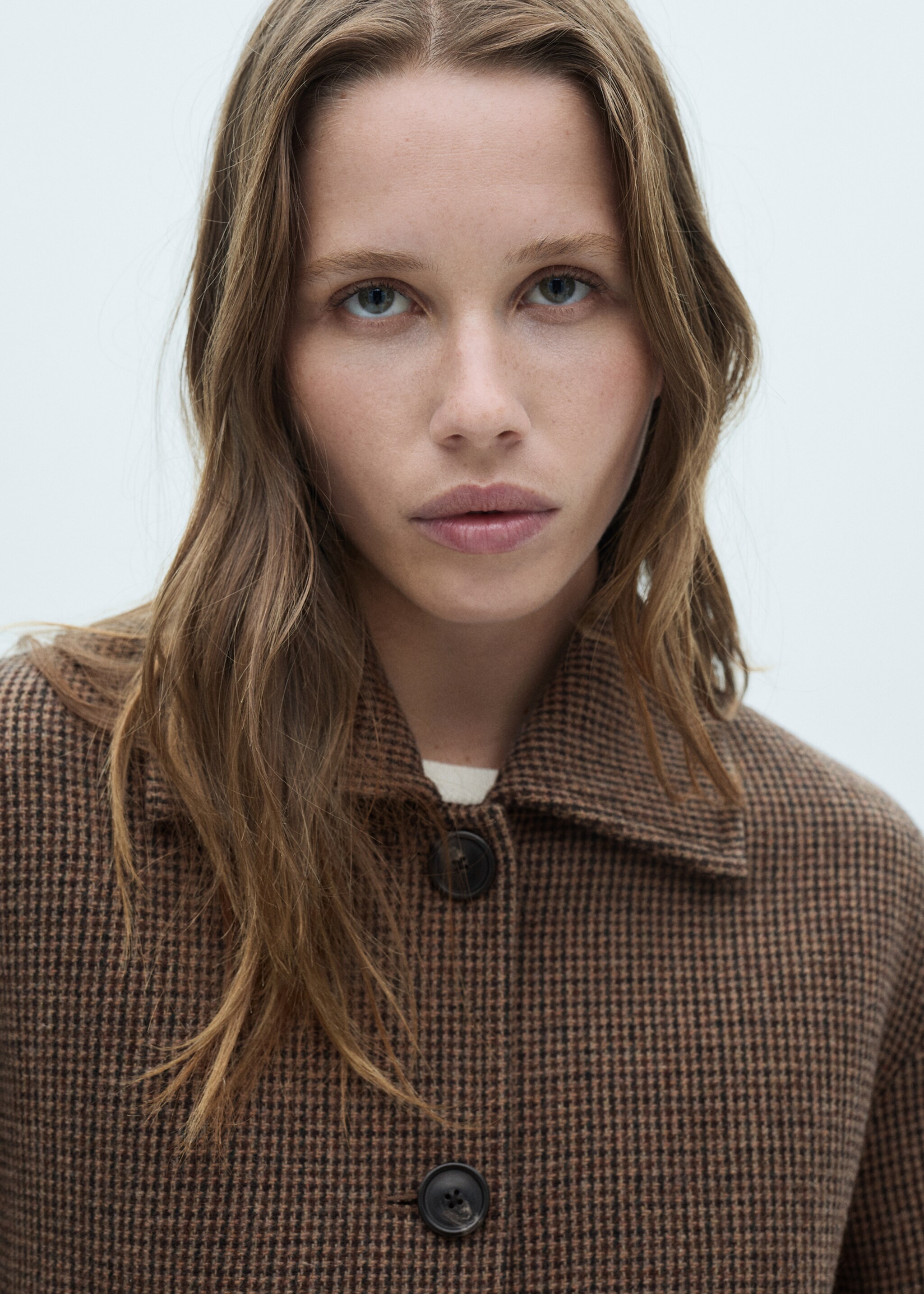 Micro-houndstooth wool jacket - Details of the article 1, Brown. Ref: 77086723-00.