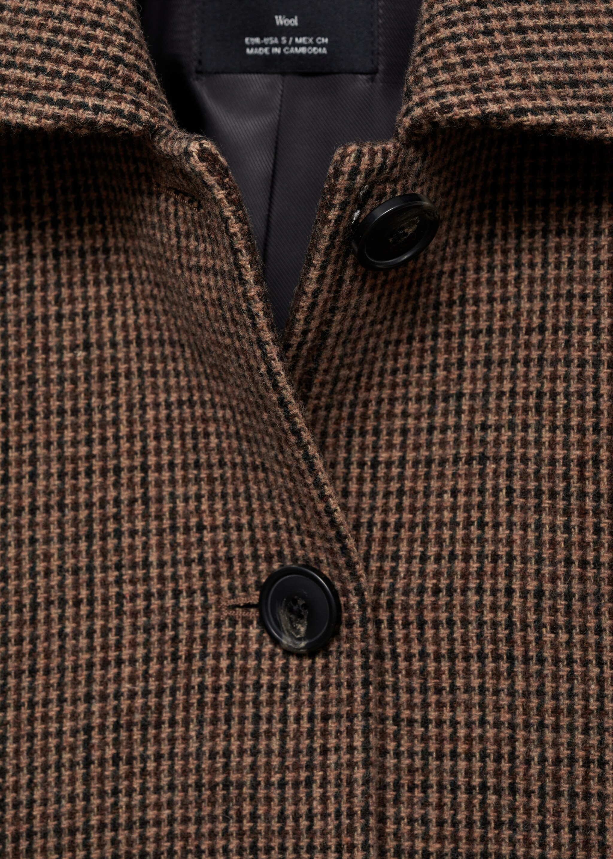 Micro-houndstooth wool jacket - Details of the article 8, Brown. Ref: 77086723-00.