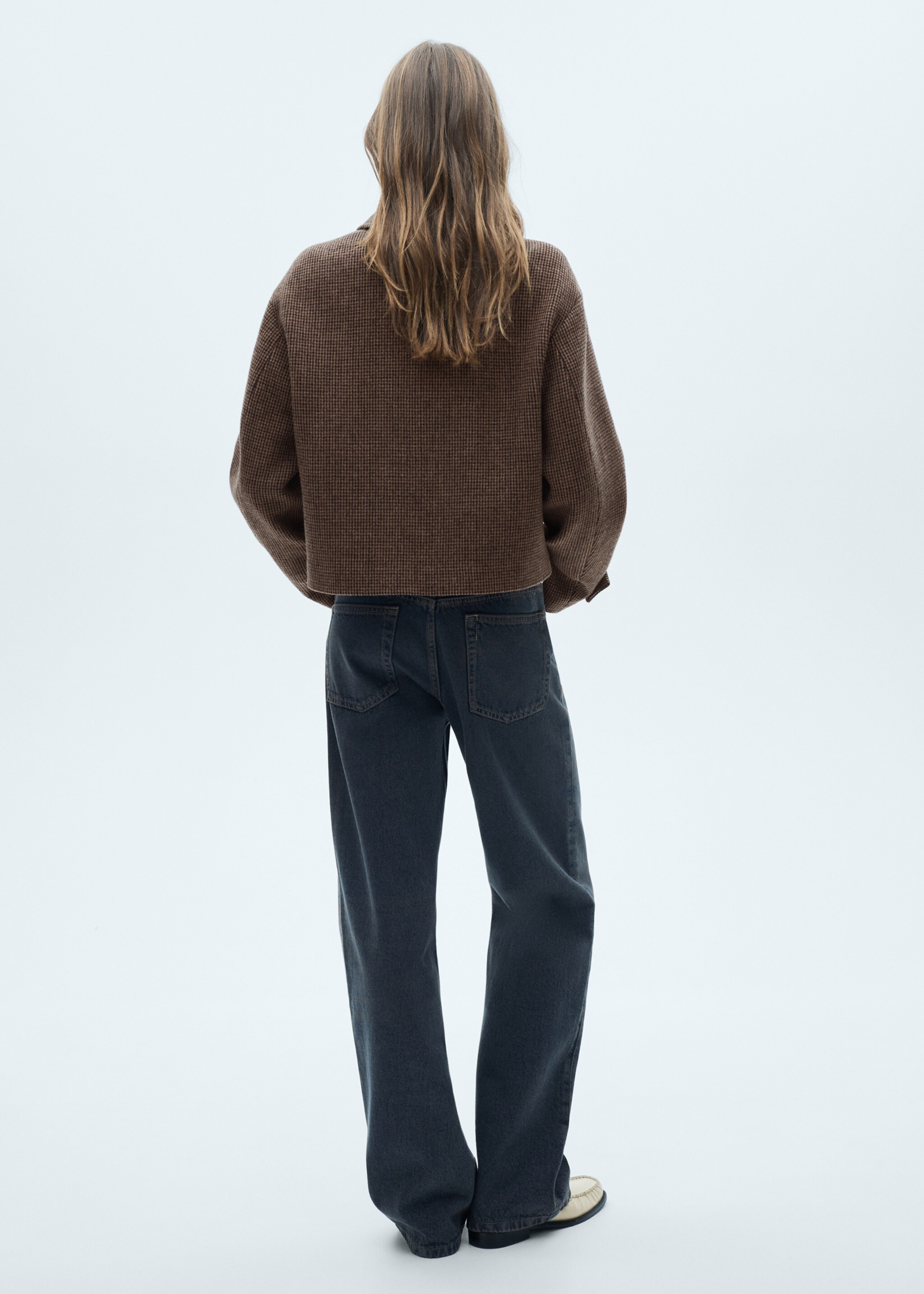 Micro-houndstooth wool jacket - Reverse of the article, Brown. Ref: 77086723-00.
