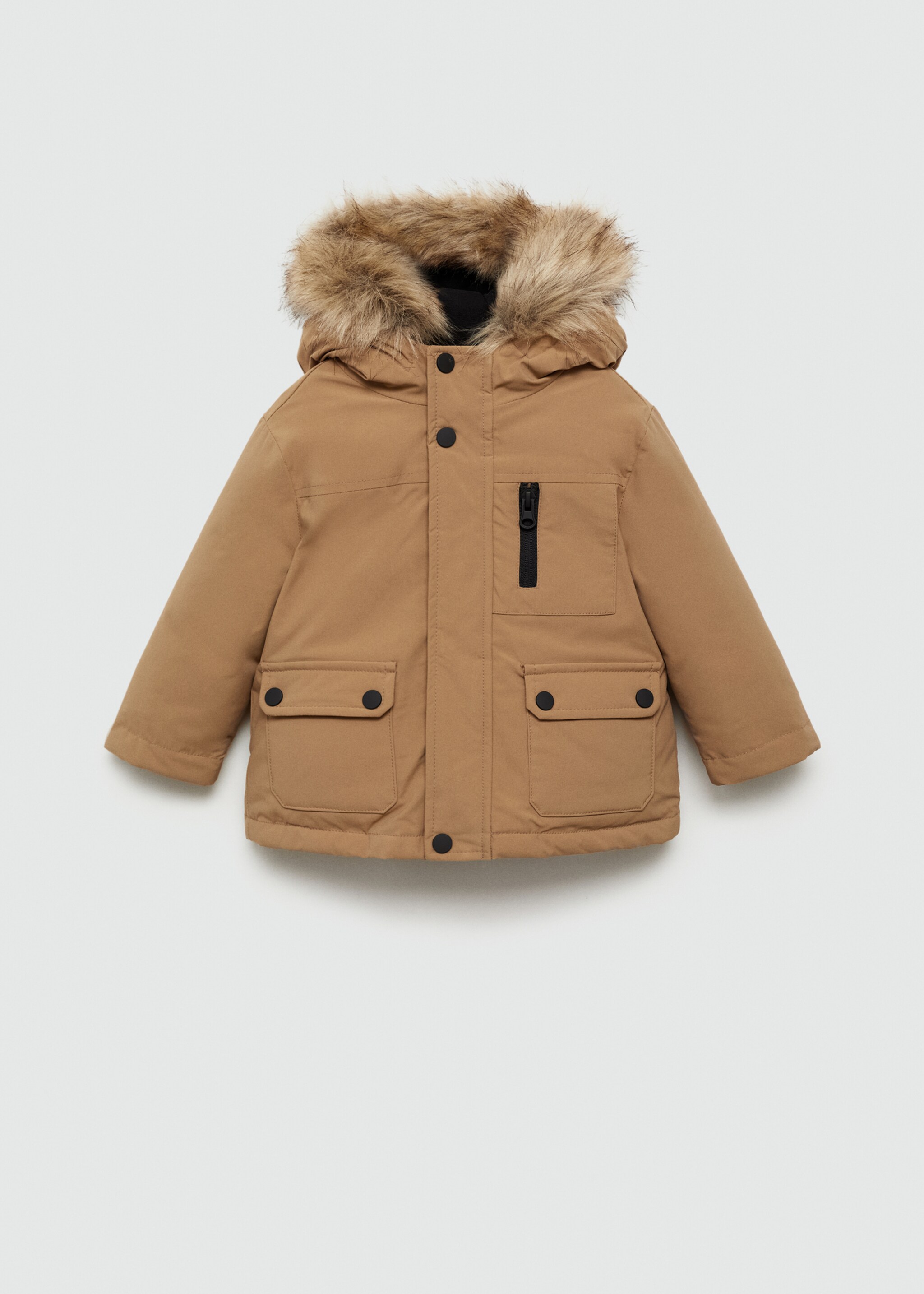 Anorak matelassé intérieur polaire - Article sans modèle, Tabac. Ref: 77086731-00.