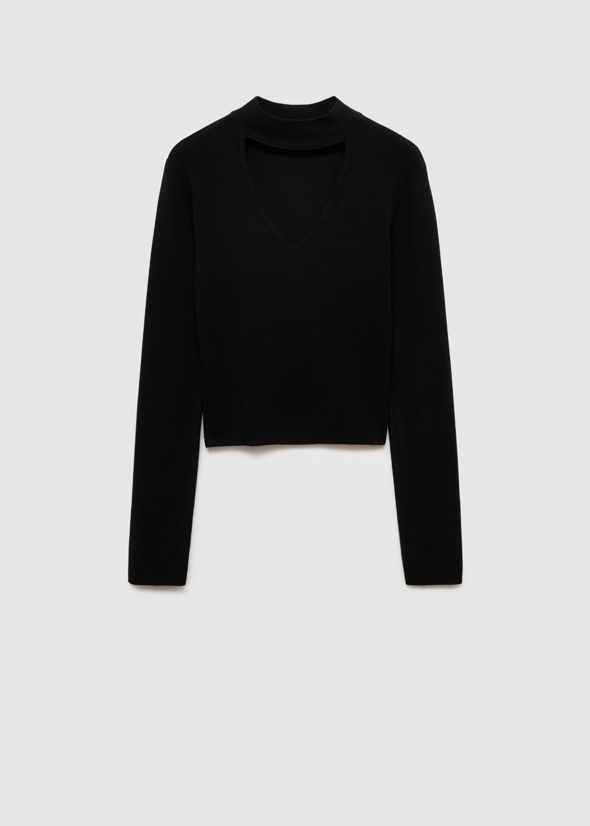 Cut-out back crop T-shirt - Article without model, Black. Ref: 77086736-00.