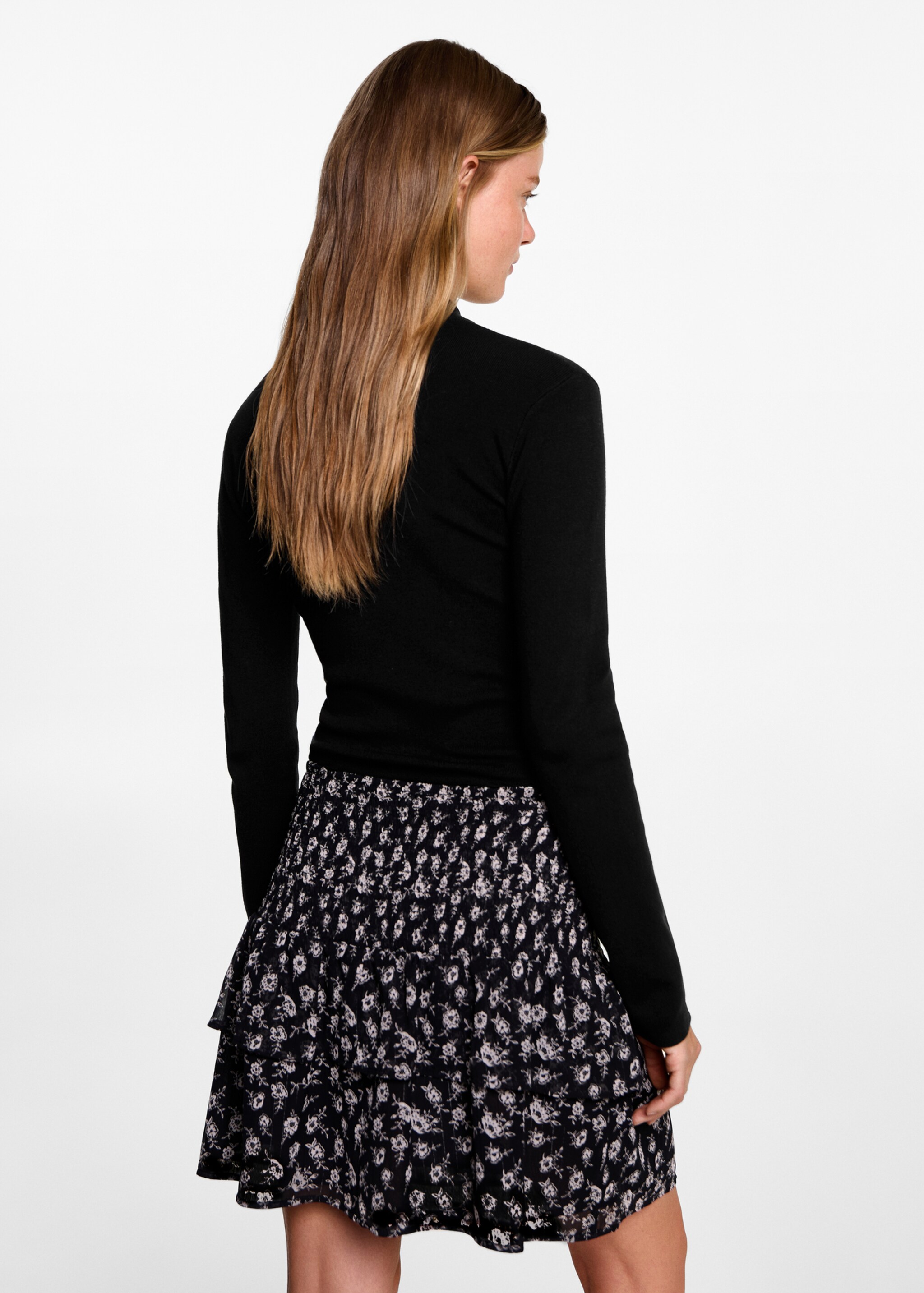 Cut-out back crop T-shirt - Reverse of the article, Black. Ref: 77086736-00.