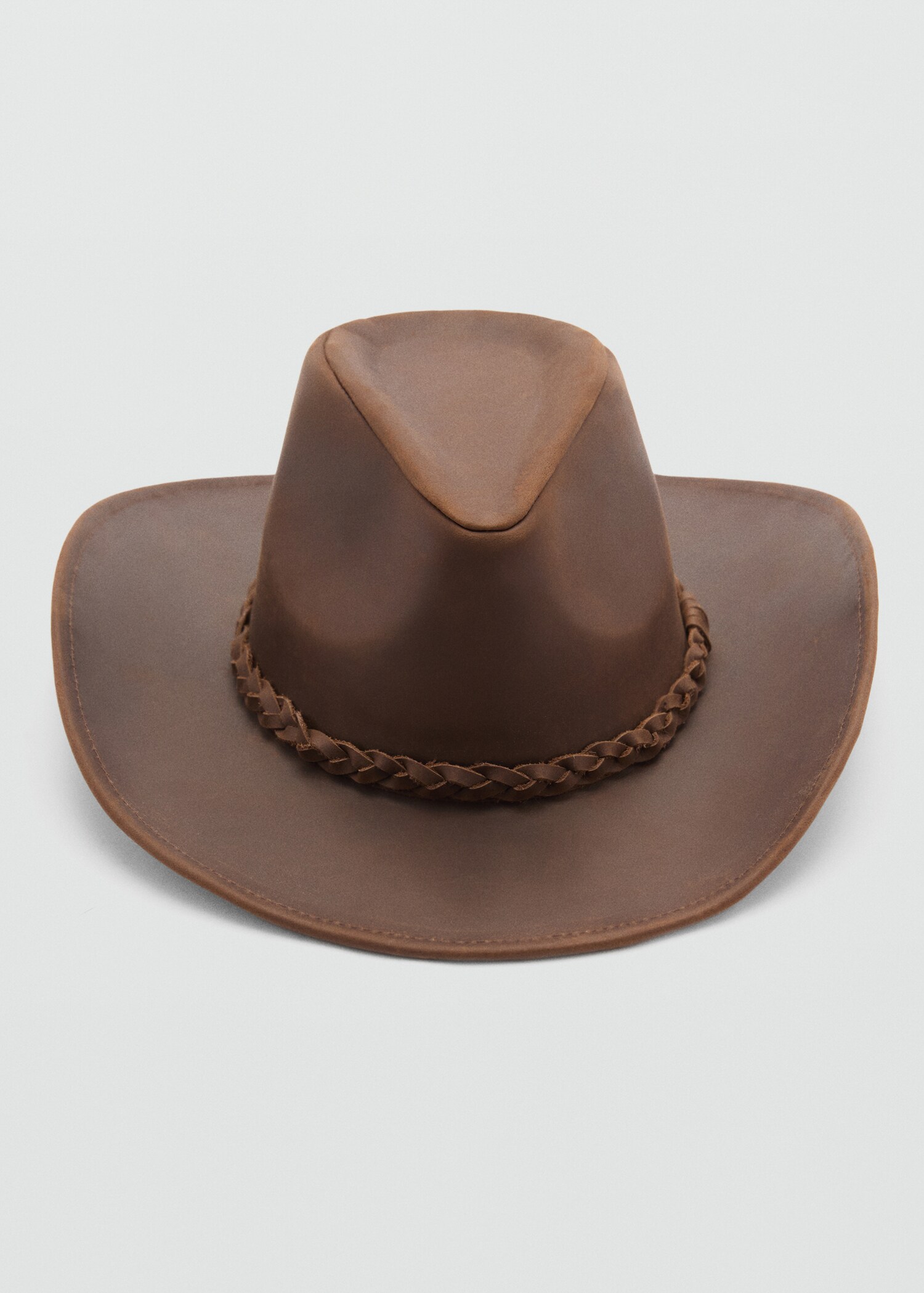 Leather hat with braided detail - Medium plane