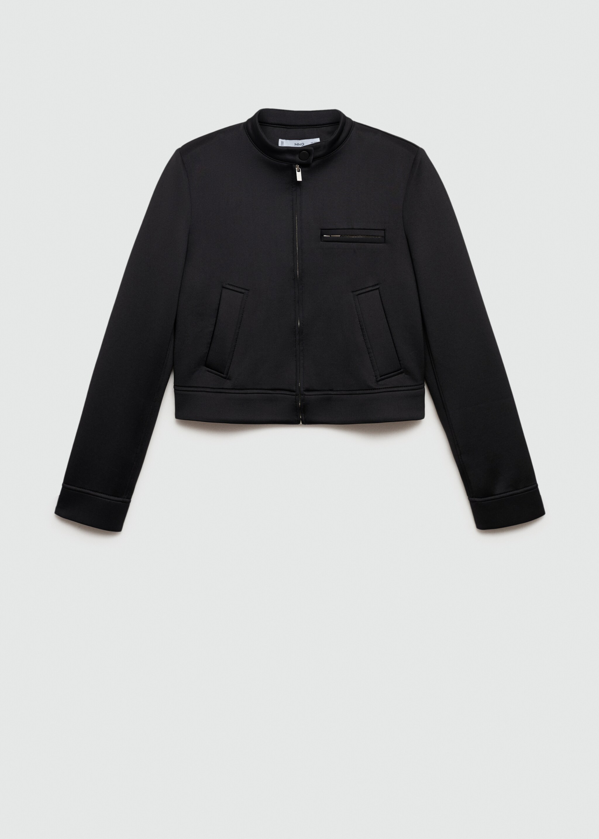 Cropped jacket with pockets - Article without model, Black. Ref: 77086755-00.